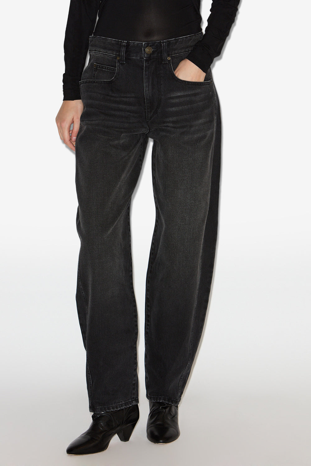 Jean barrel oriane en denim  - Noir délavé - Woman - 4