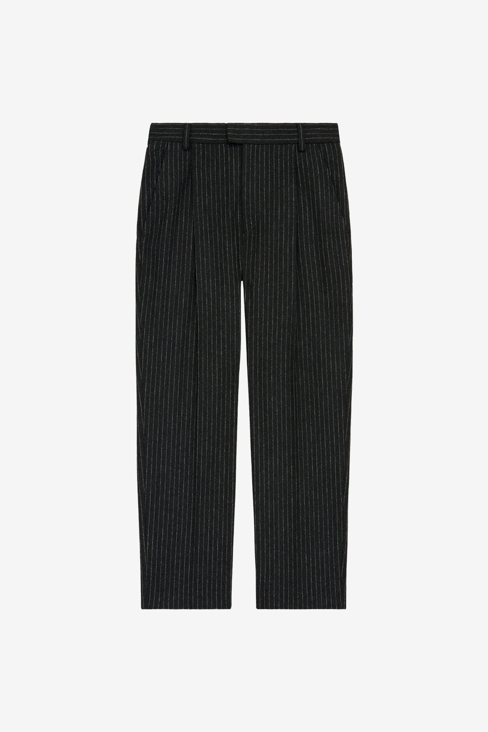 Pantalon tailleur flavien en laine rayée - Anthracite - Man - 1