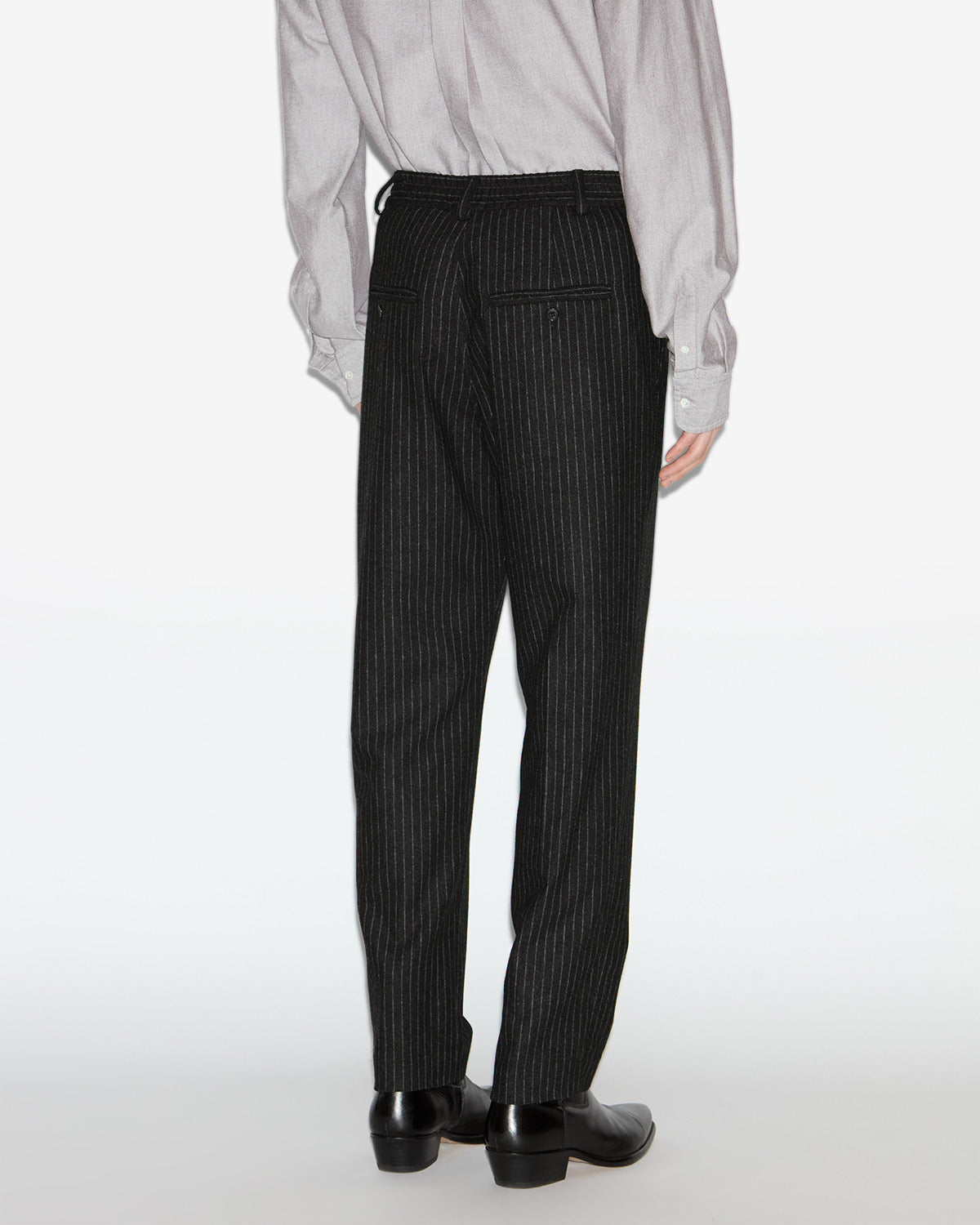 Pantaloni tailleur flavien in lana a righe - Anthracite - Man - 4