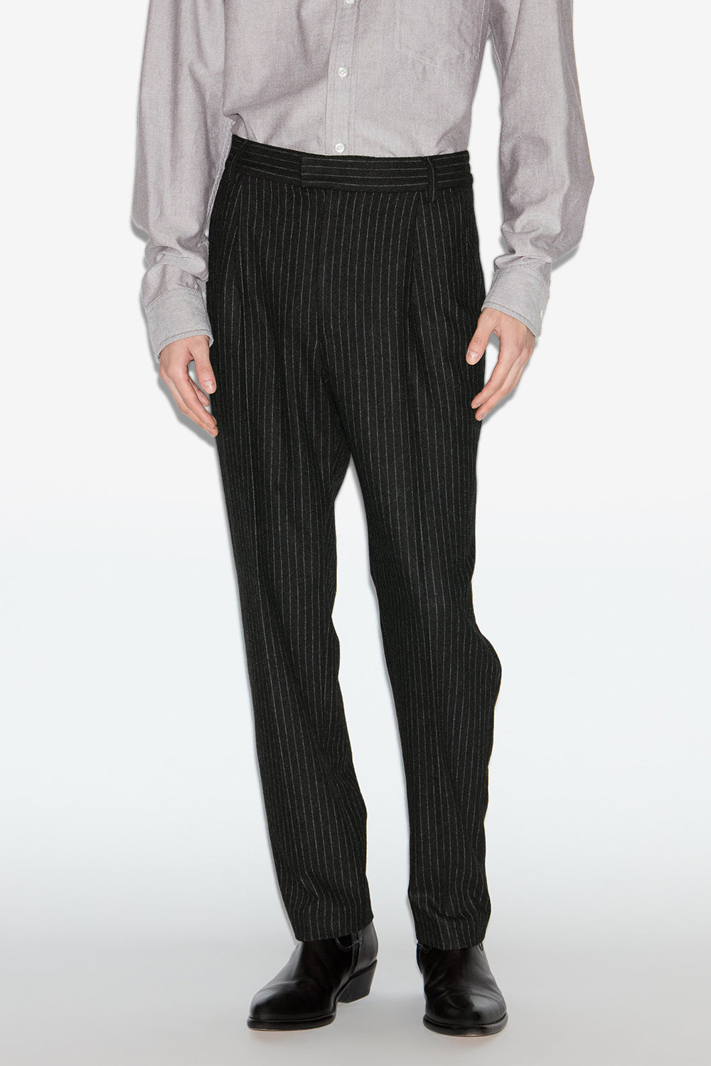 Pantalon tailleur flavien en laine rayée - Anthracite - Man - 4