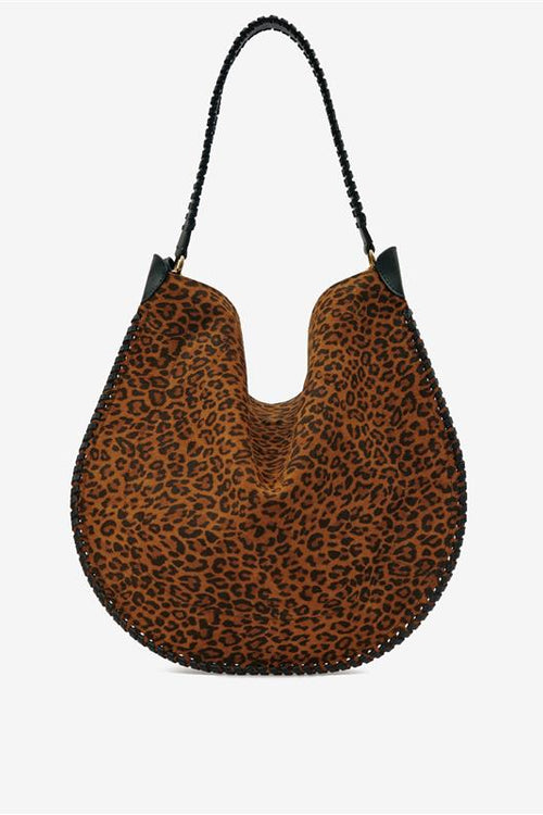 Sac oskan hobo soft en cuir de veau velours imprimé - Léopard - Woman - 1