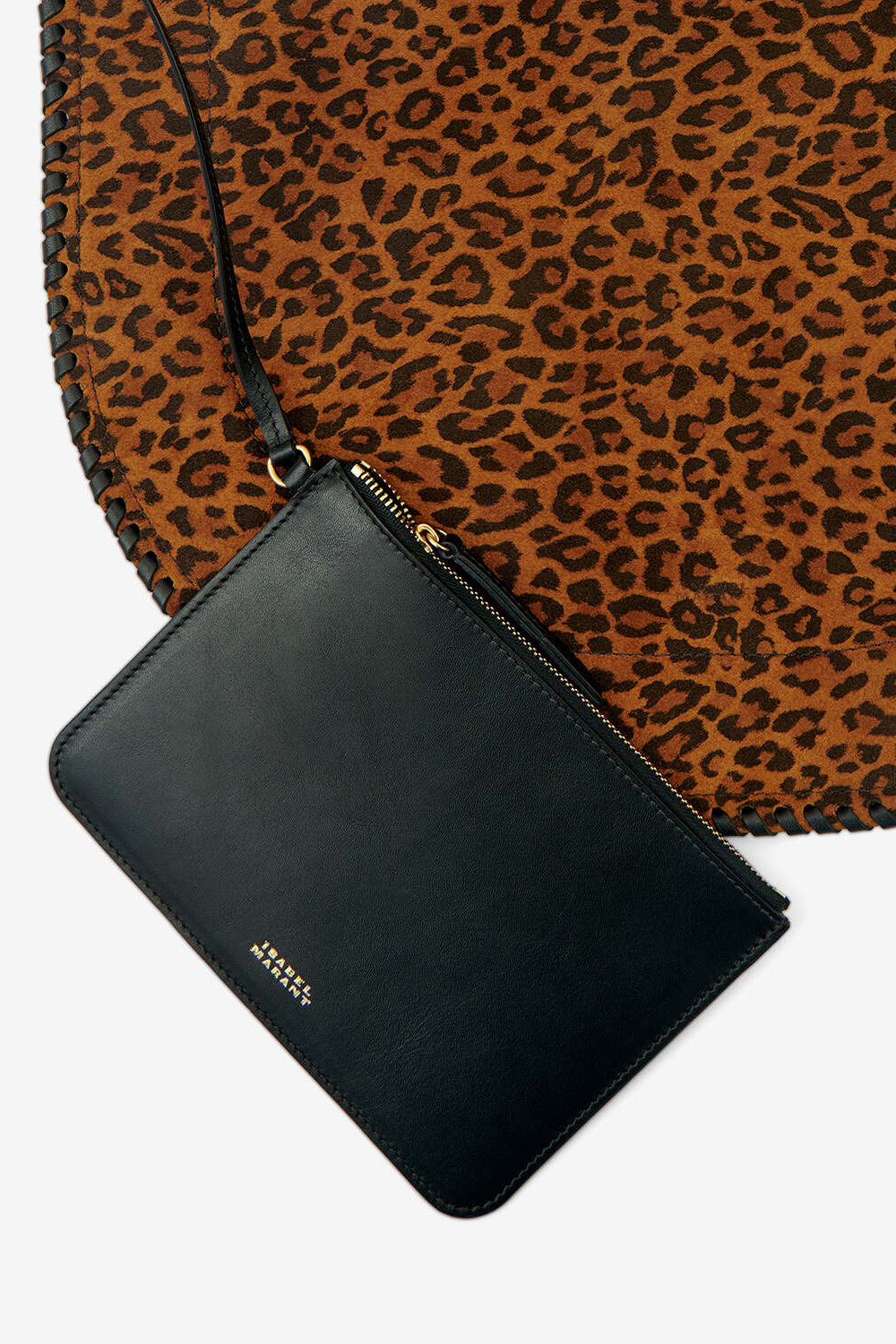 Sac oskan hobo soft en cuir de veau velours imprimé - Léopard - Woman - 4