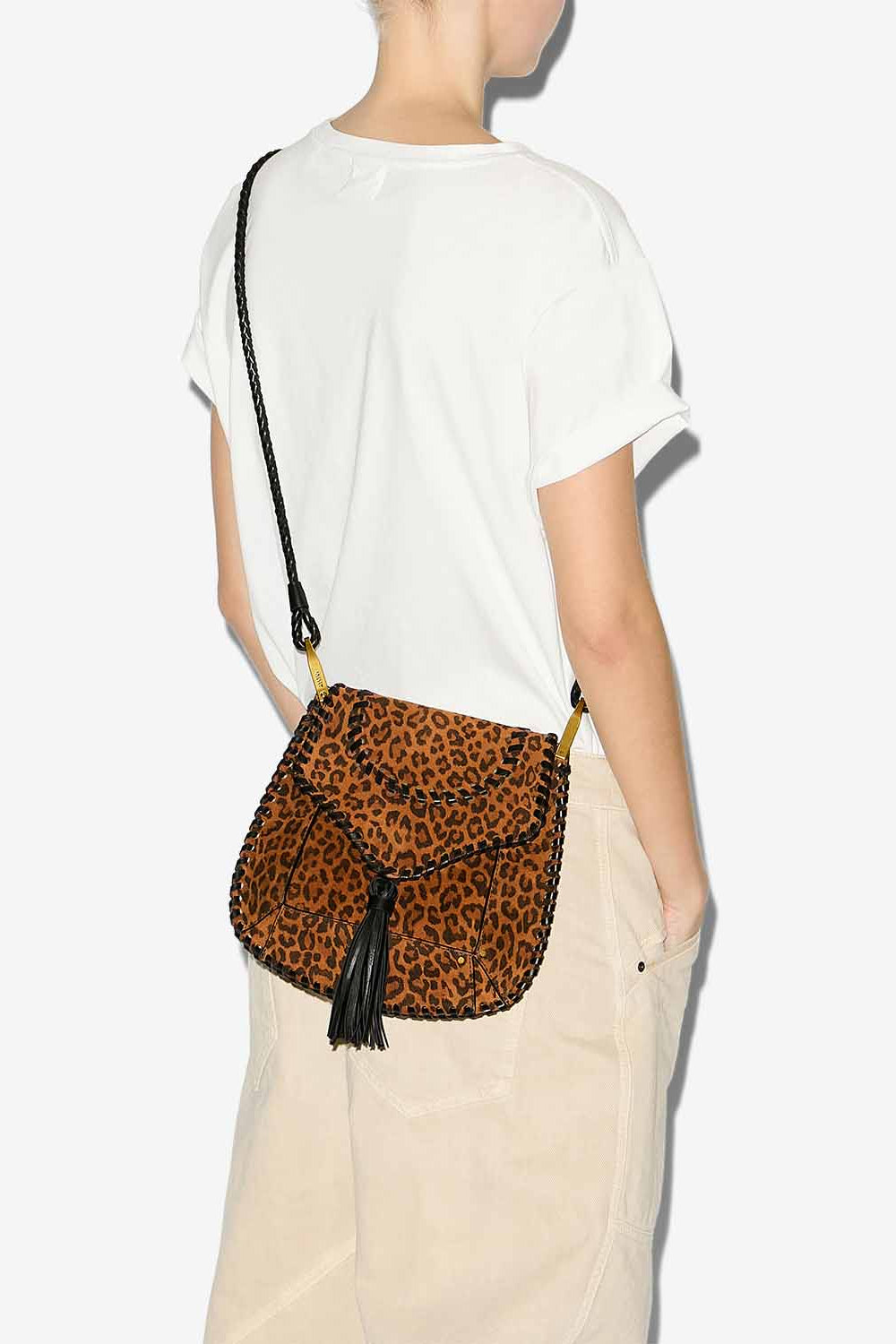 Anahi 프린트 스웨이드 가죽 숄더 스트랩 백 - Leopard - Woman - 2