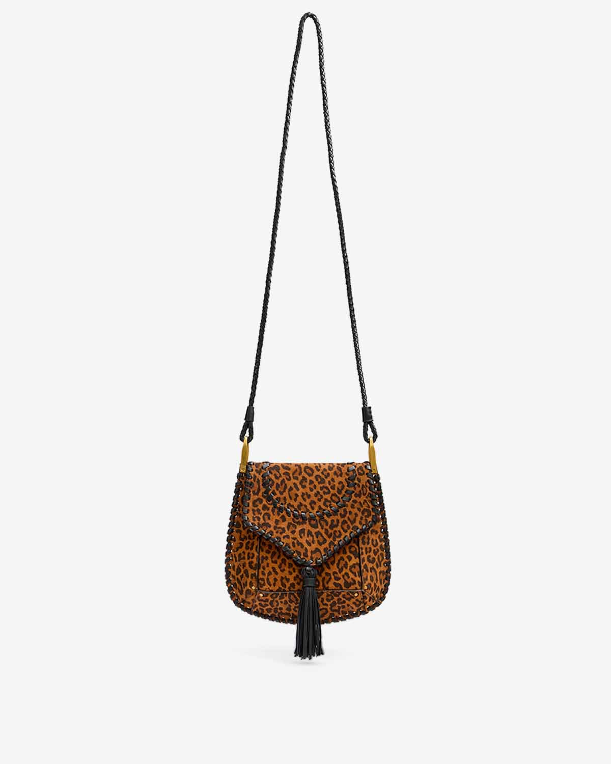 Borsa a tracolla anahi in pelle scamosciata con stampa - Leopard - Woman - 6