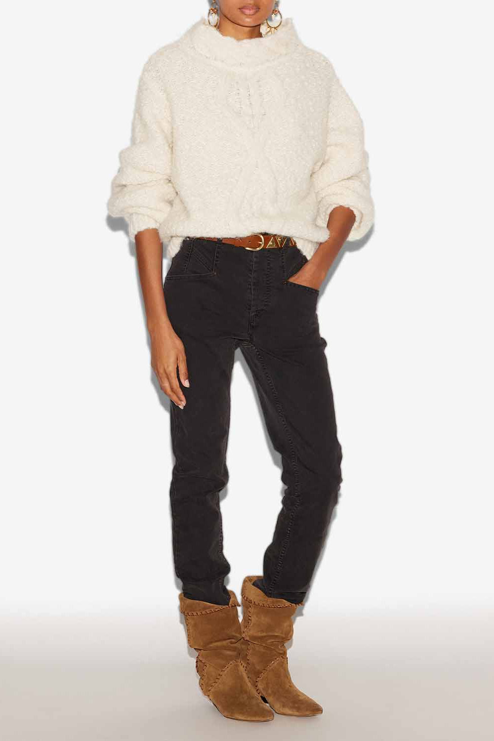 Pull romane en maille torsadée - Écru - Woman - 2