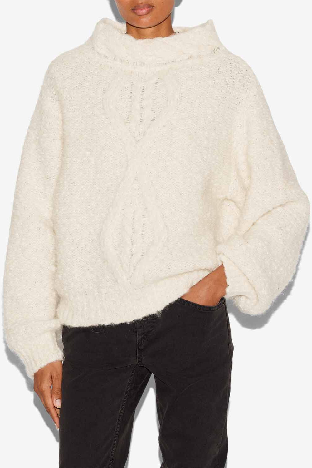 Pull romane en maille torsadée - Écru - Woman - 4