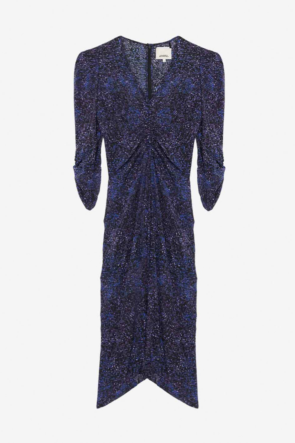 Robe albini midi froncée en soie imprimée - Nuit - Woman - 1
