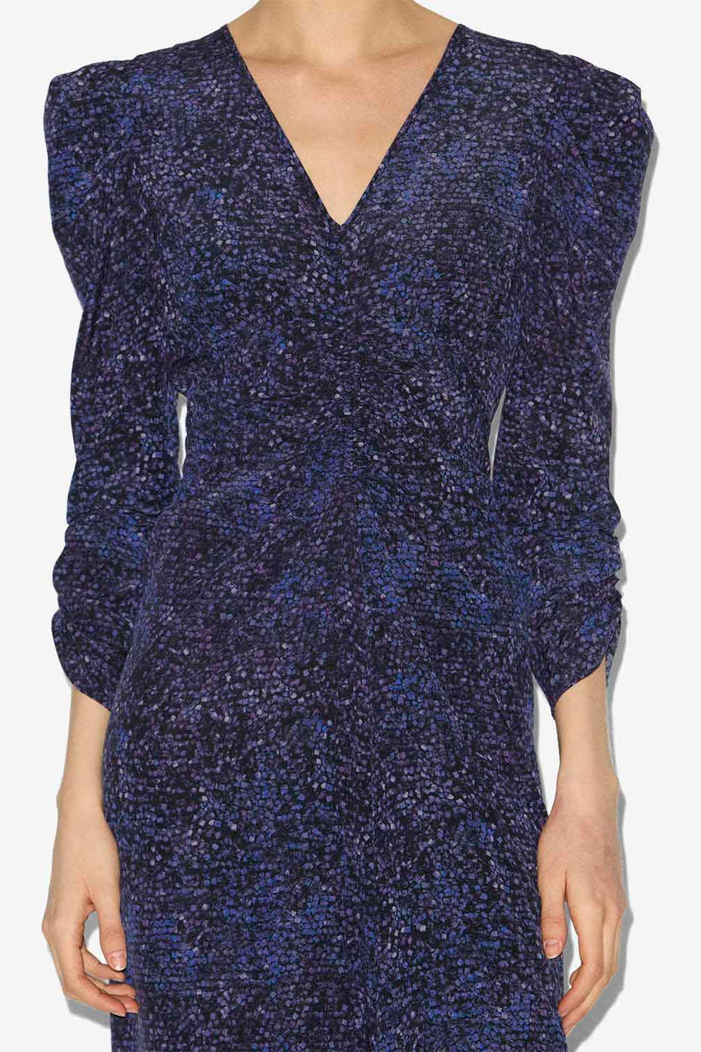 Robe albini midi froncée en soie imprimée - Nuit - Woman - 3