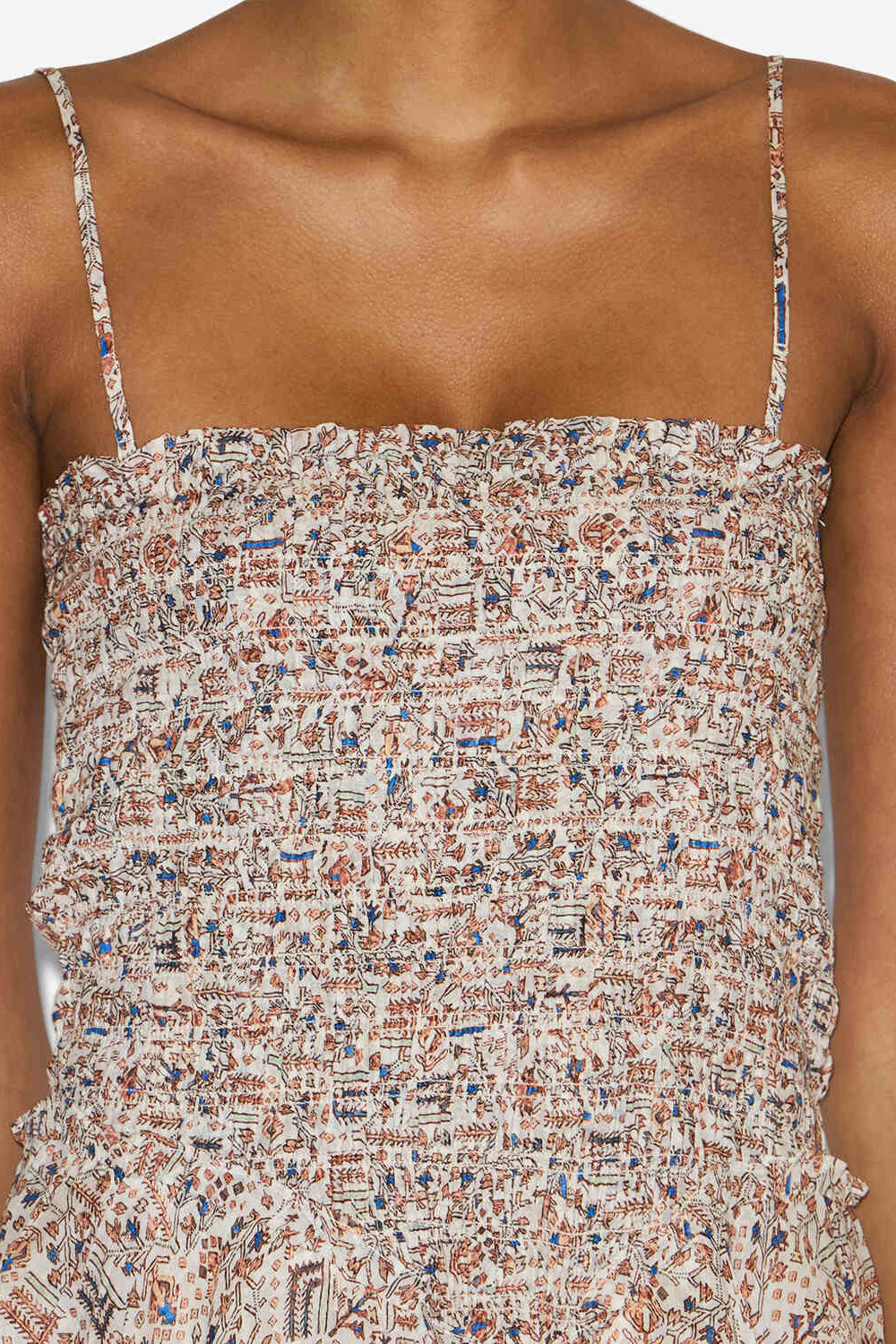 Gesmoktes kleid anka aus bedruckter leichter baumwolle - Naturfarben - Woman - 3