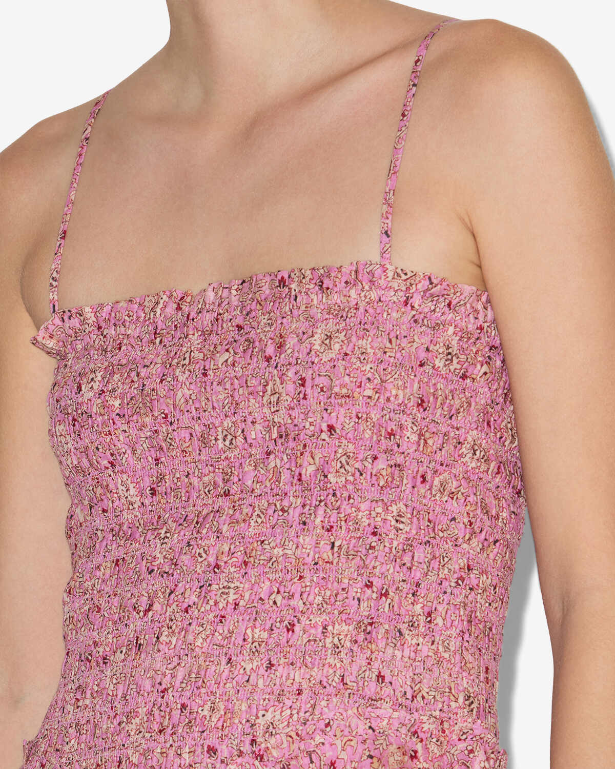 Robe anka smockée en coton léger imprimé - Rose - Woman - 2