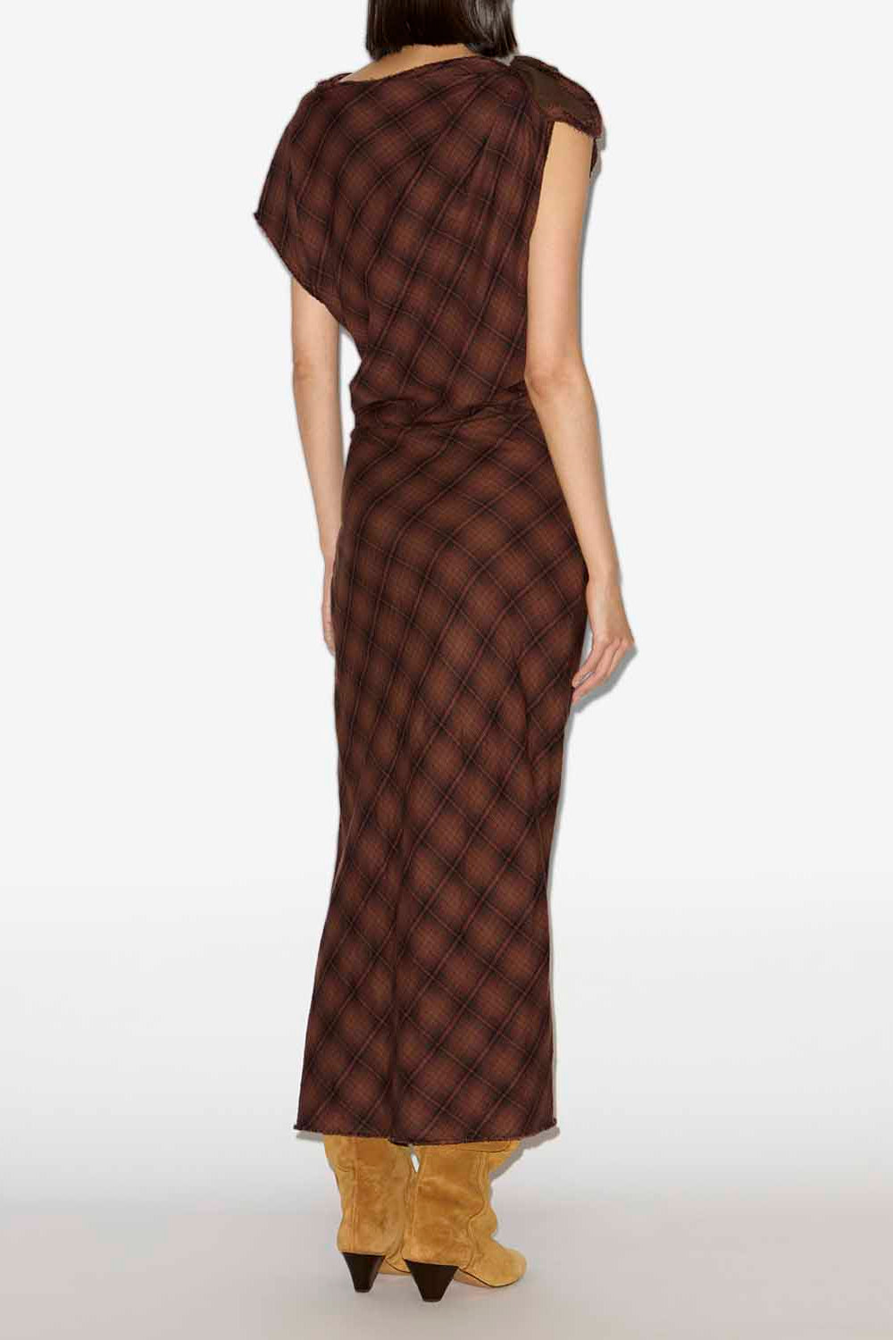 Robe asymétrique naerys à carreaux - Foncé bronze - Woman - 4