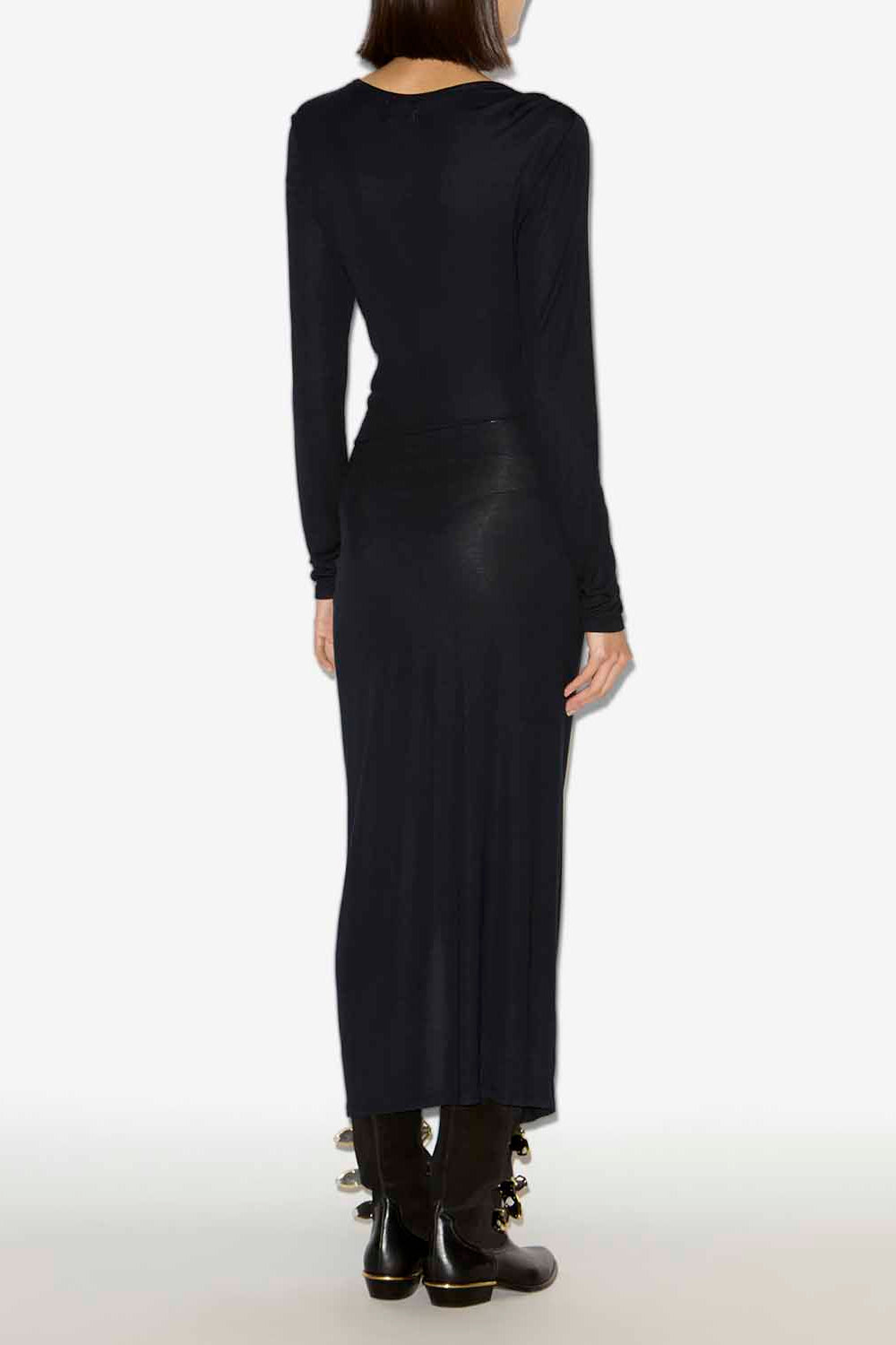 Robe longue jelina en jersey drapé - Noir - Woman - 4