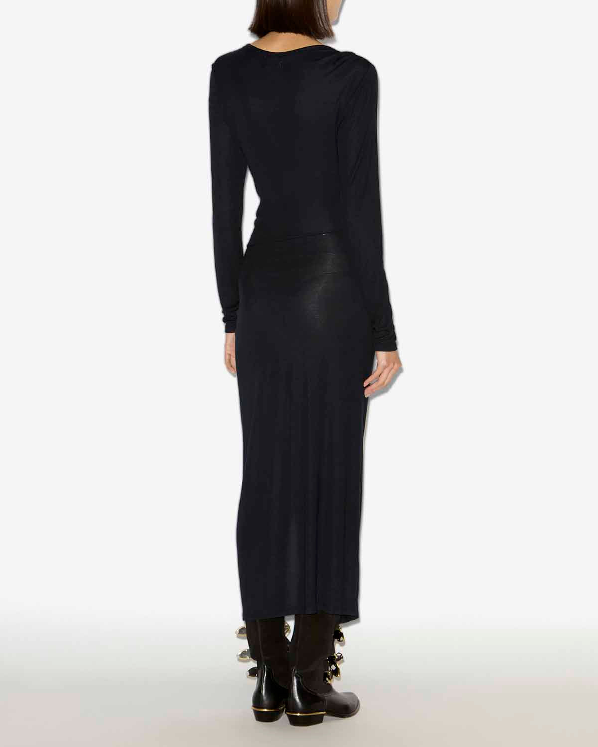 Abito lungo jelina in jersey drappeggiato - Nero - Woman - 3
