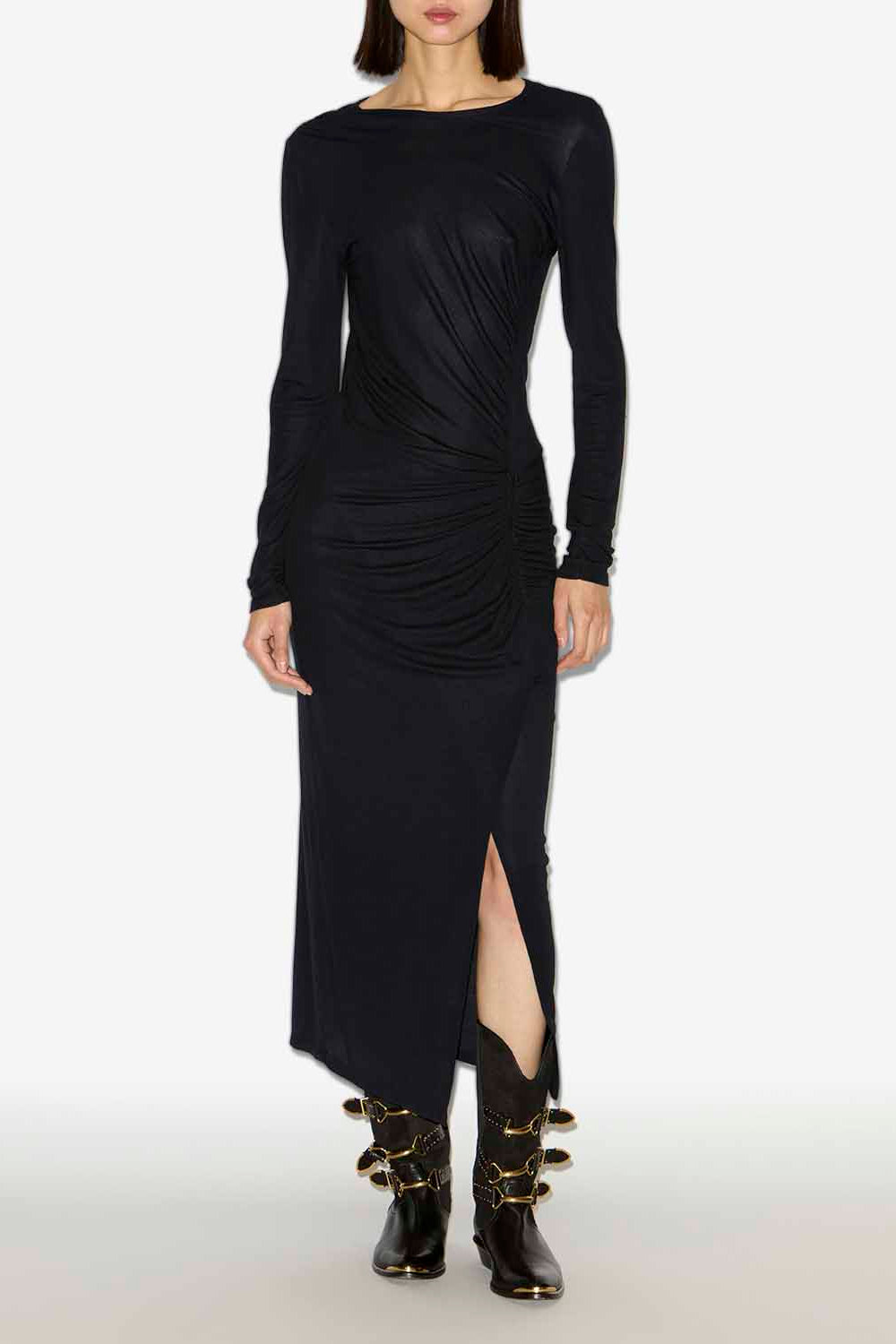 Robe longue jelina en jersey drapé - Noir - Woman - 2