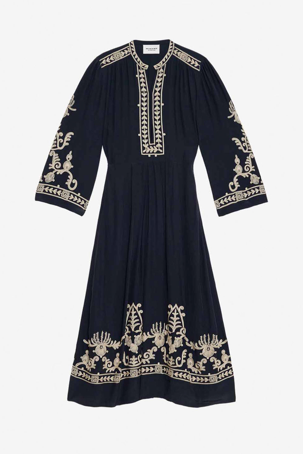 Robe longue feliana en crêpe brodé - Noir - Woman - 1