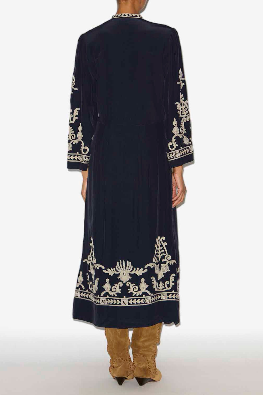 Robe longue feliana en crêpe brodé - Noir - Woman - 4