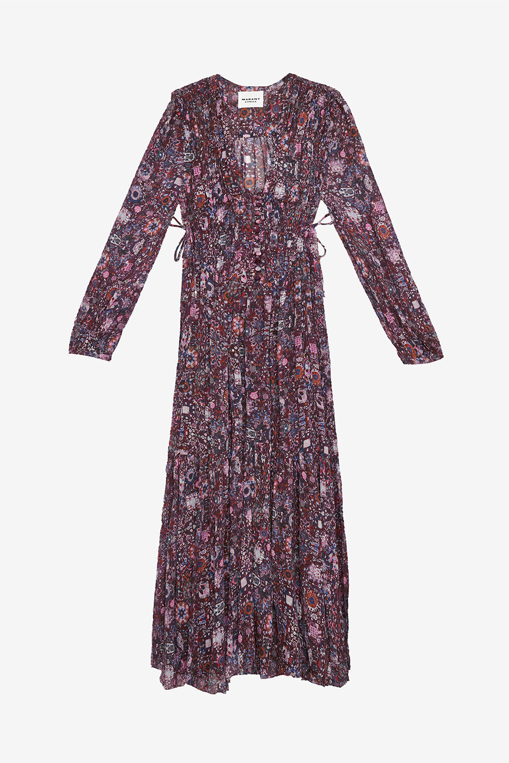 Robe longue briane en crêpe imprimé - Prune - Woman - 1
