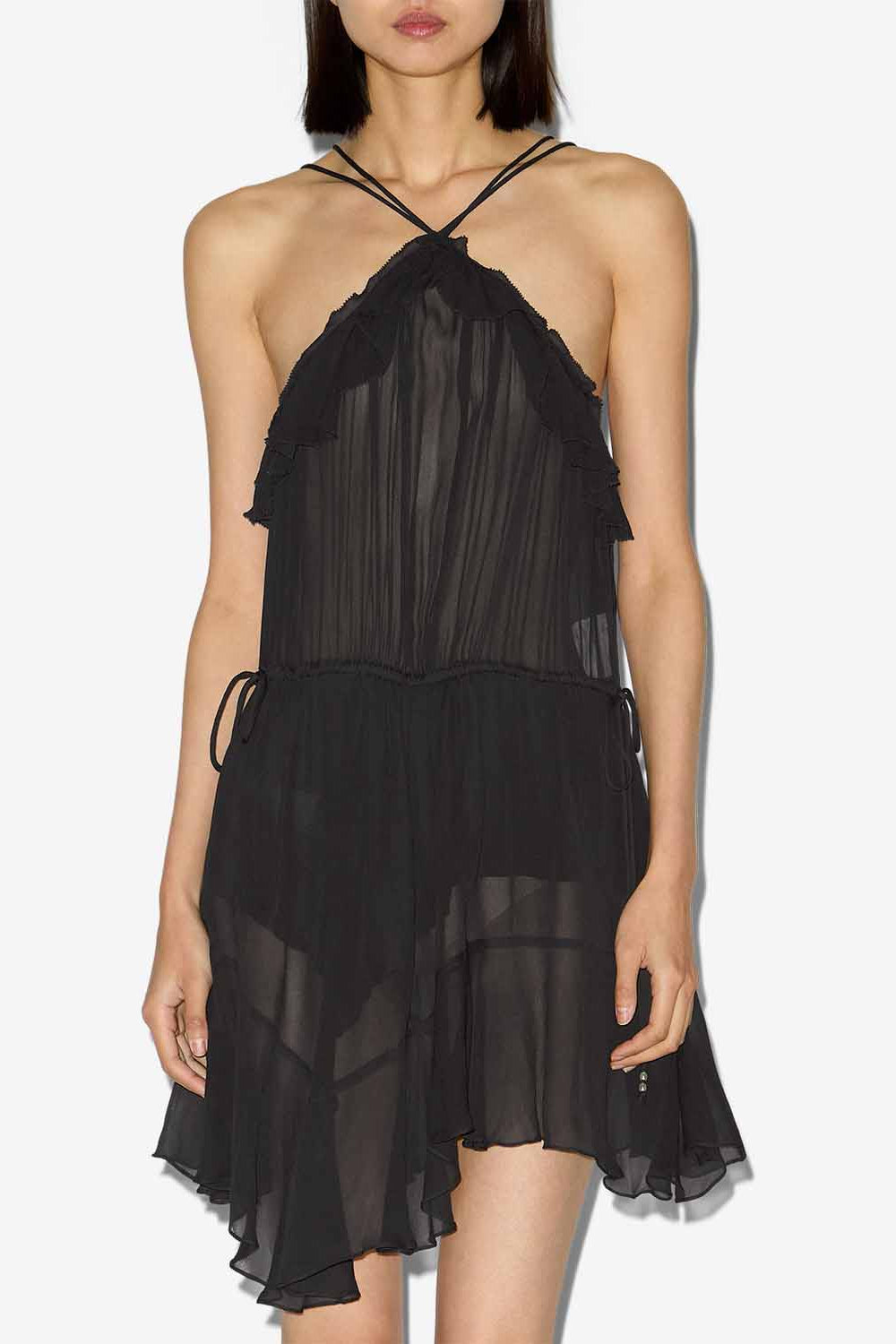 Robe courte betty en crêpe  - Noir - Woman - 4