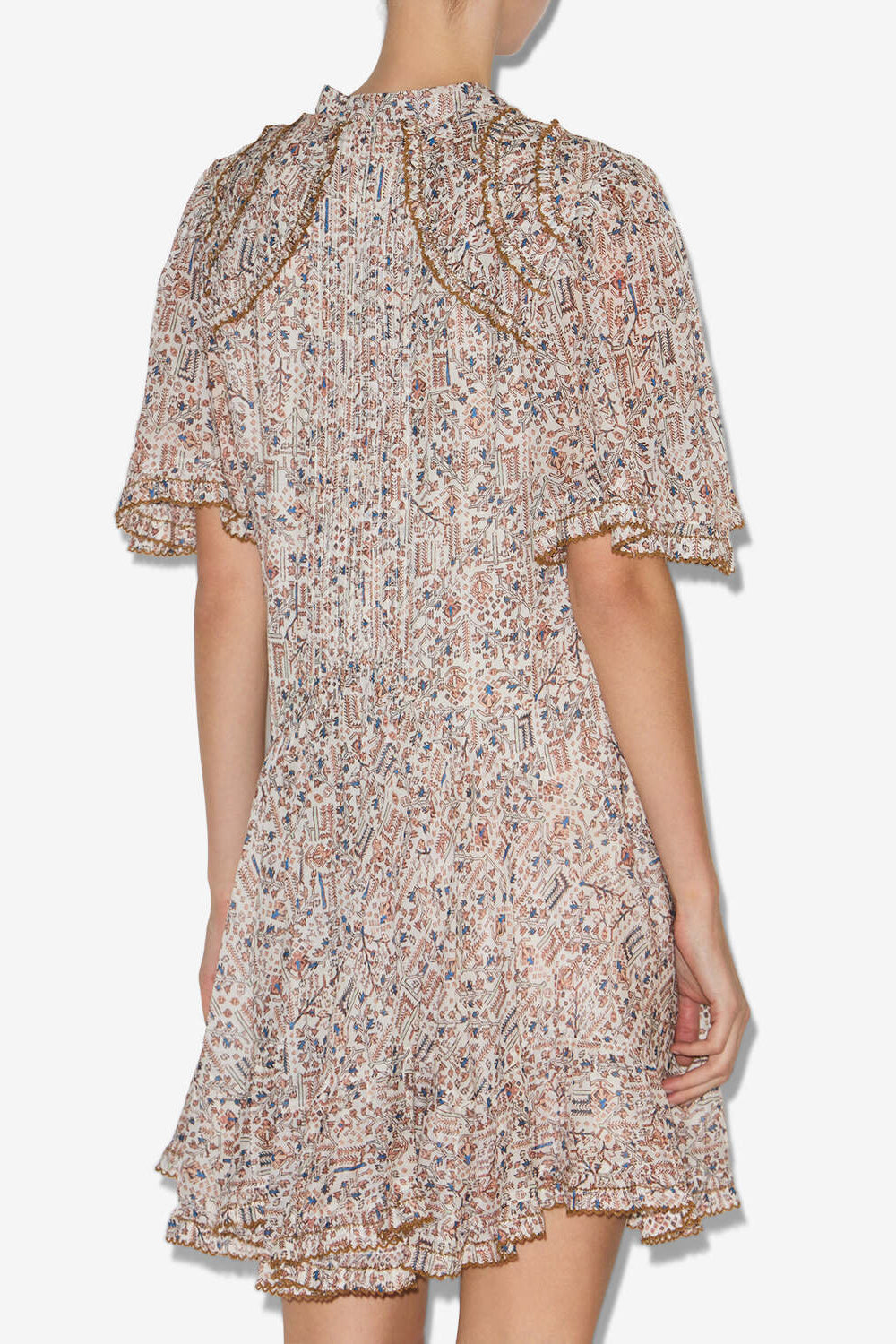 Robe courte celyana en coton froncé - Écru - Woman - 5