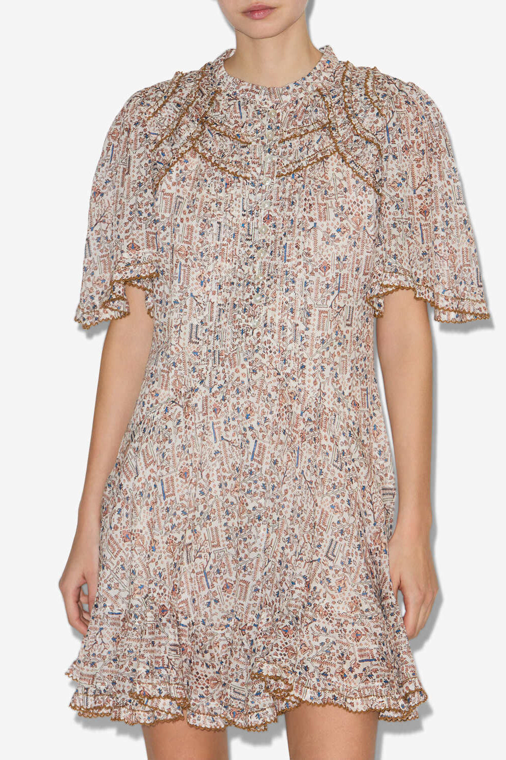 Robe courte celyana en coton froncé - Écru - Woman - 4