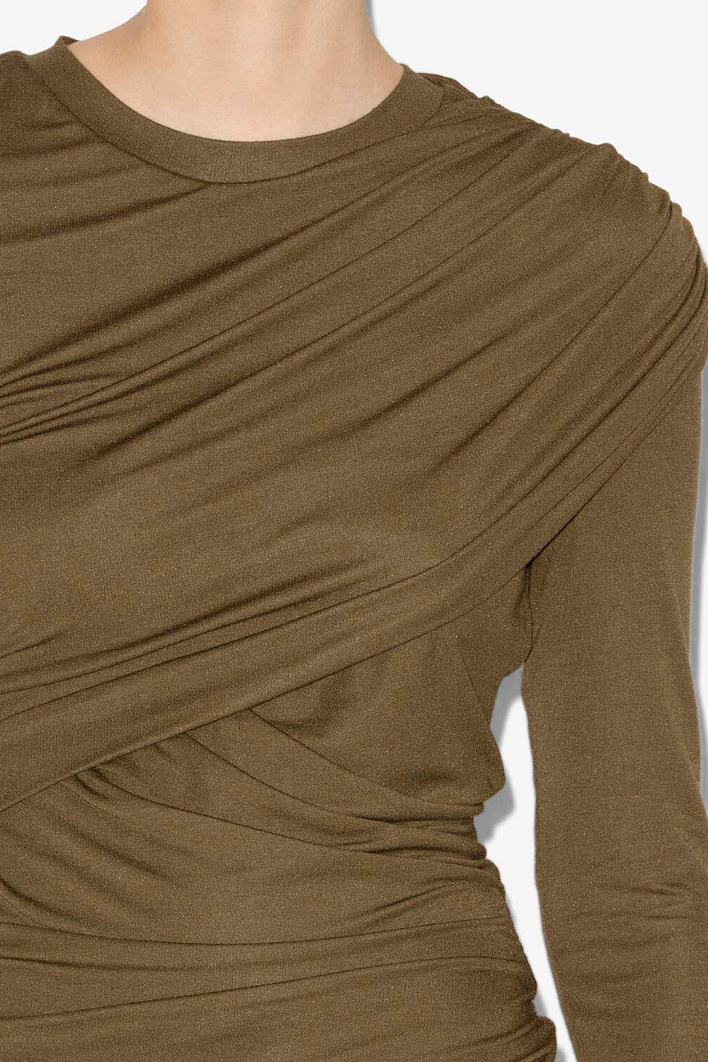 Robe courte denise en jersey drapé - Kaki - Woman - 3