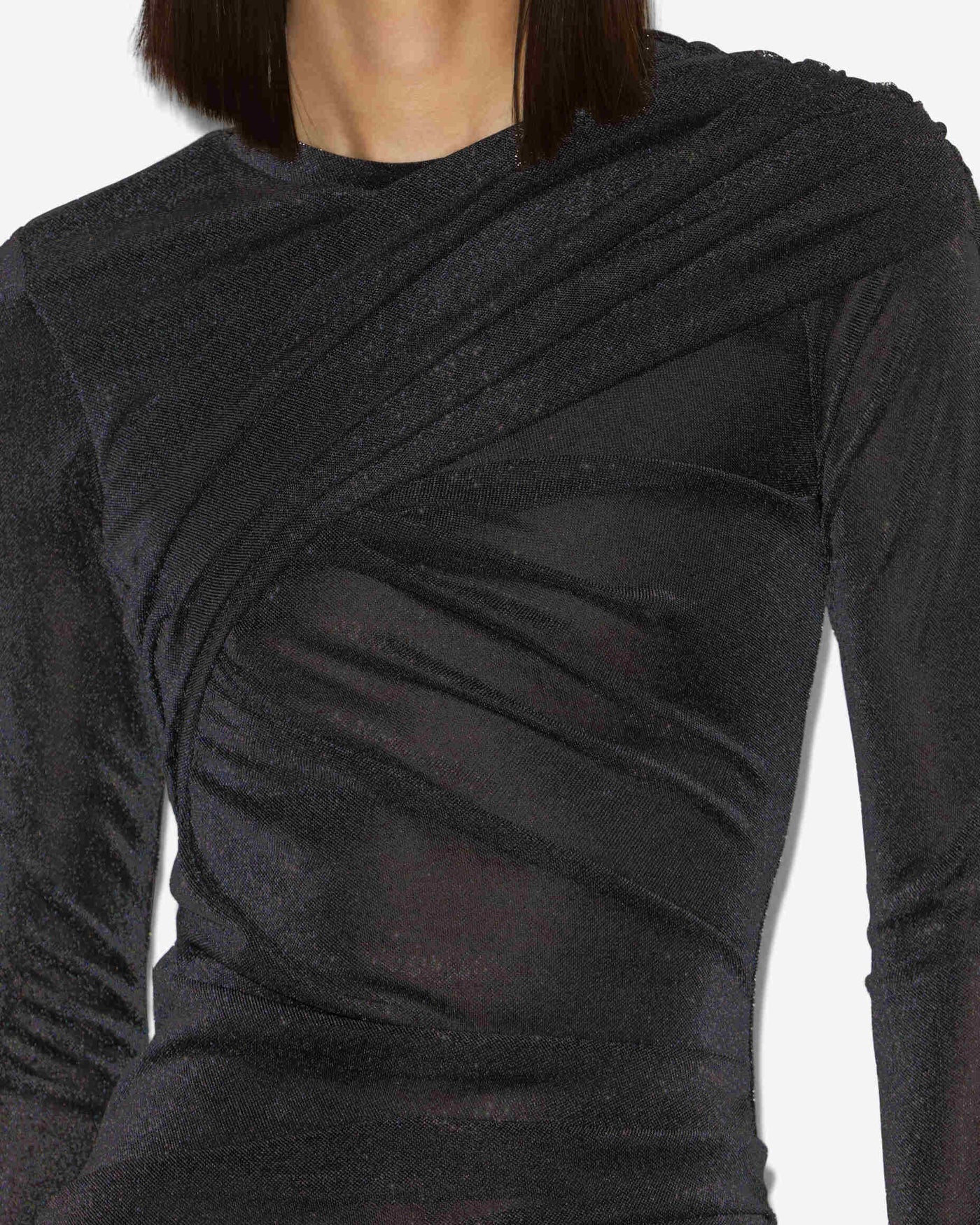 Abito corto drappeggiato denise in lurex - Gun metal - Woman - 2