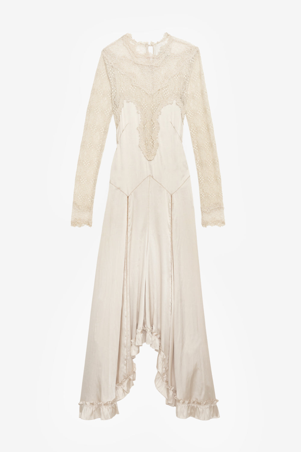 Robe longue dolores en satin et dentelle - Champagne - Woman - 1