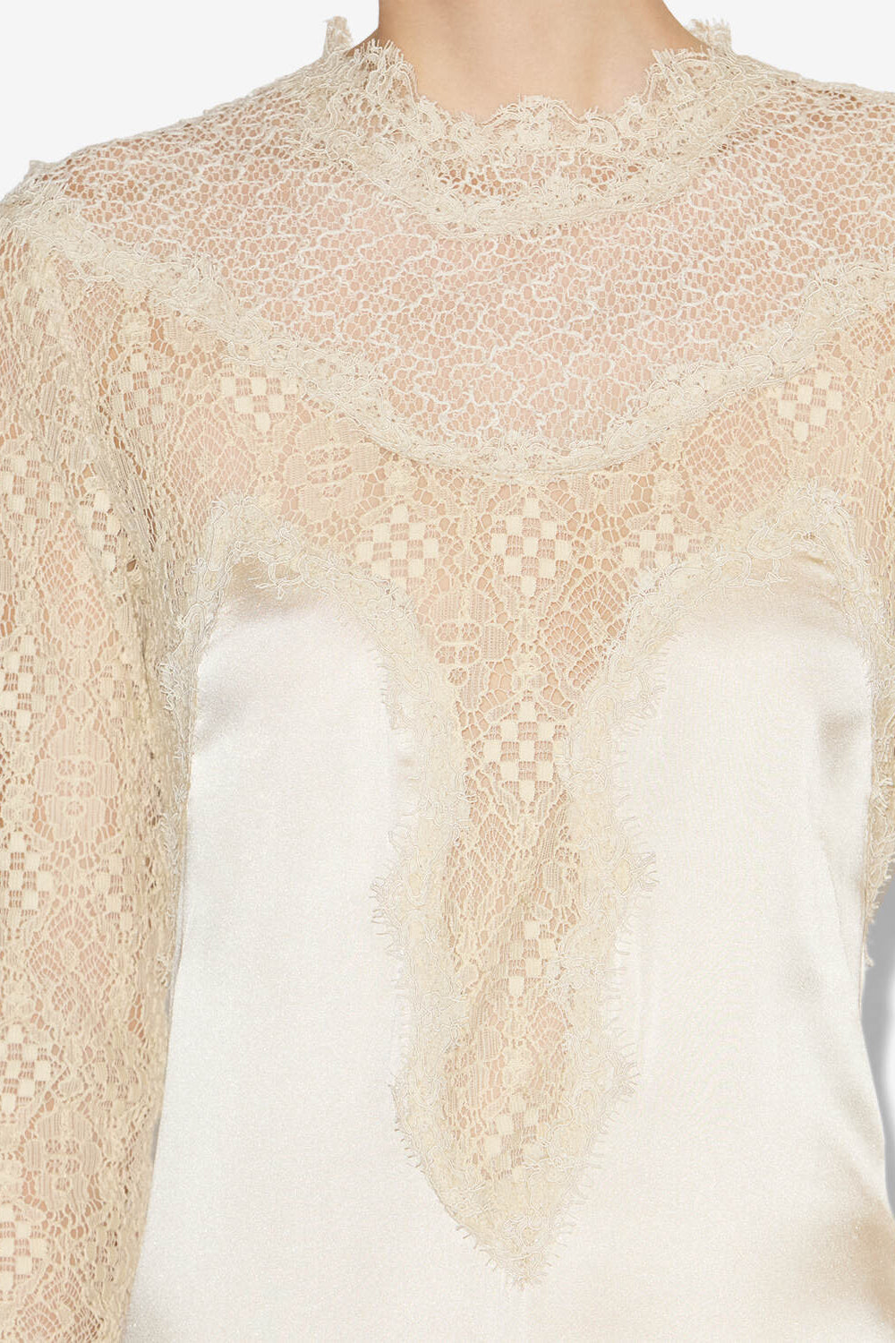 Robe longue dolores en satin et dentelle - Champagne - Woman - 3