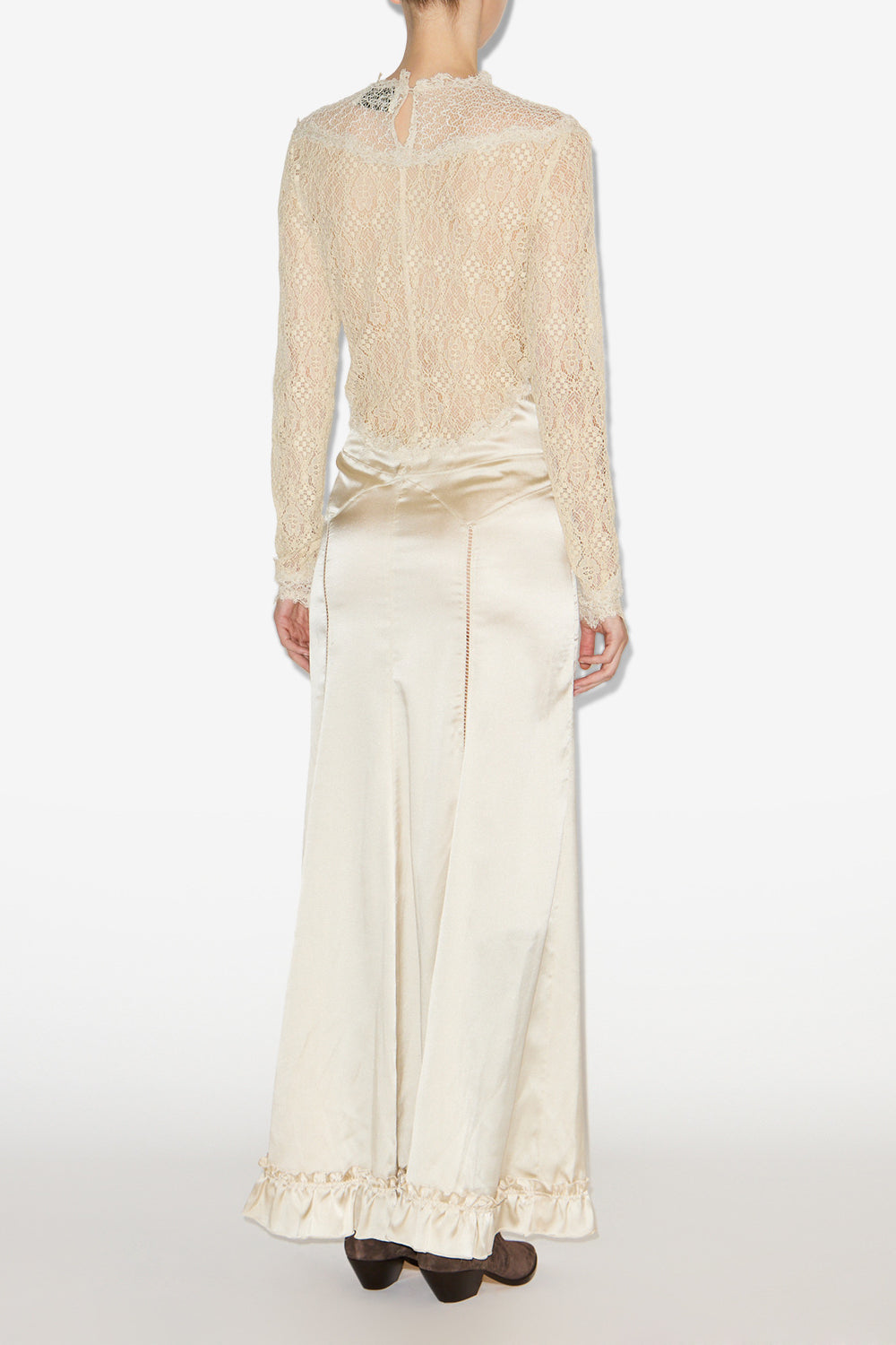 Robe longue dolores en satin et dentelle - Champagne - Woman - 4