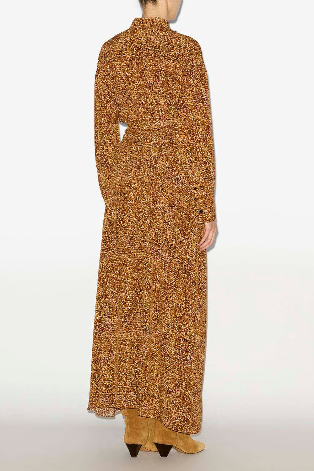 Abito a camicia lungo samantha in crêpe - Ochre - Woman - 4