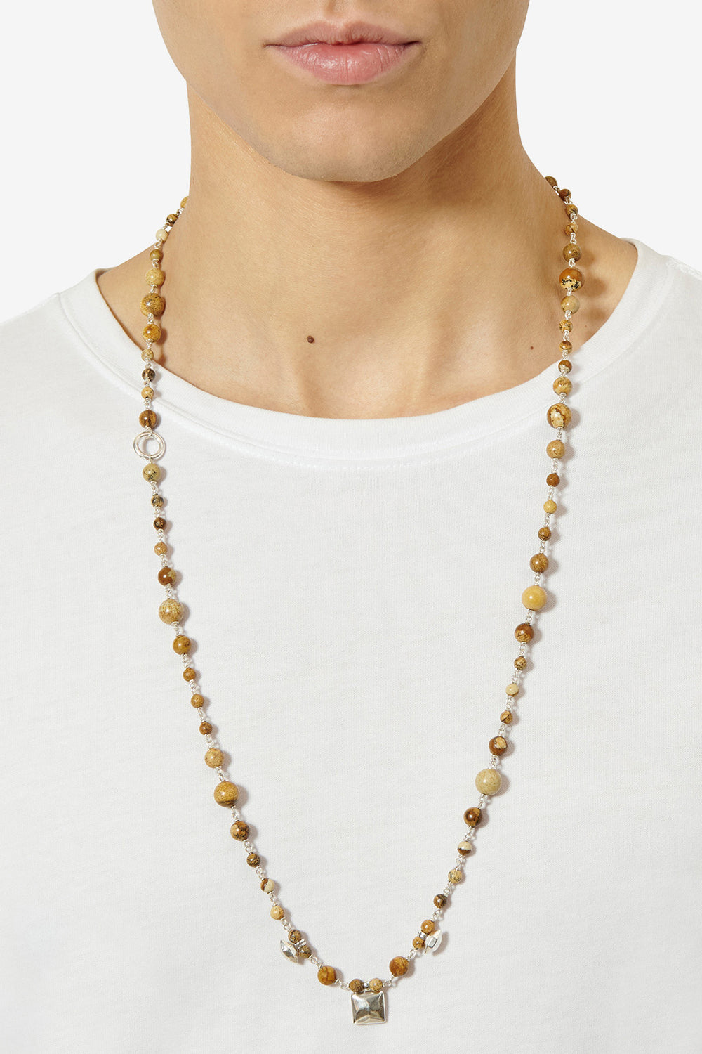 Sautoir en pierre naturelle jack - Naturel et argenté - Man - 2