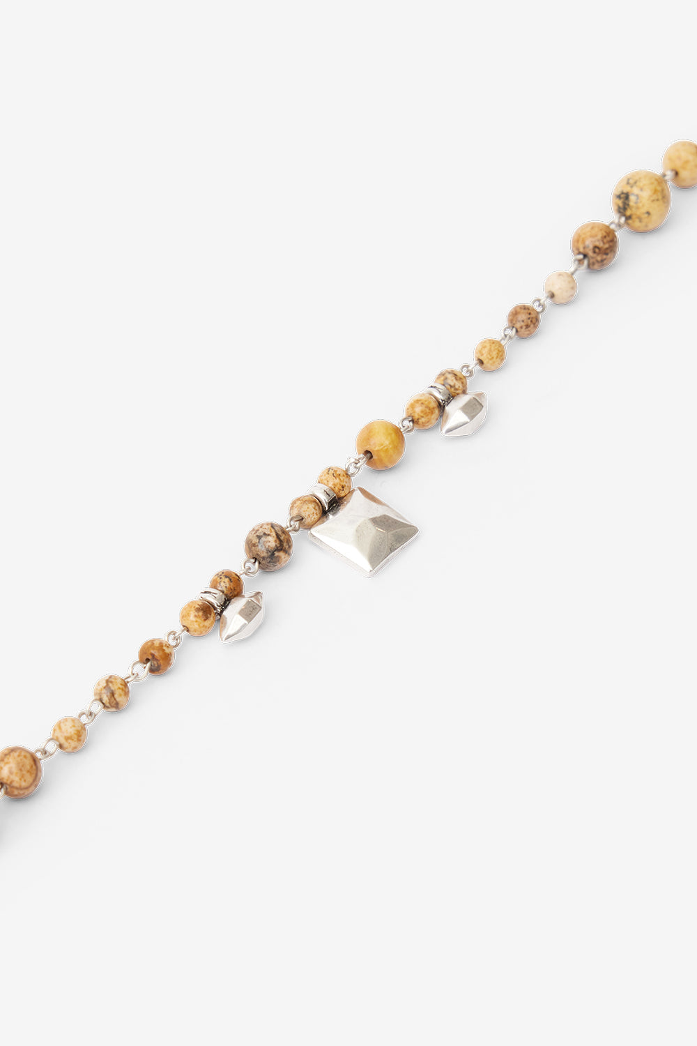 Jack metal and bead chain necklace - Natural and silver - Man - 2