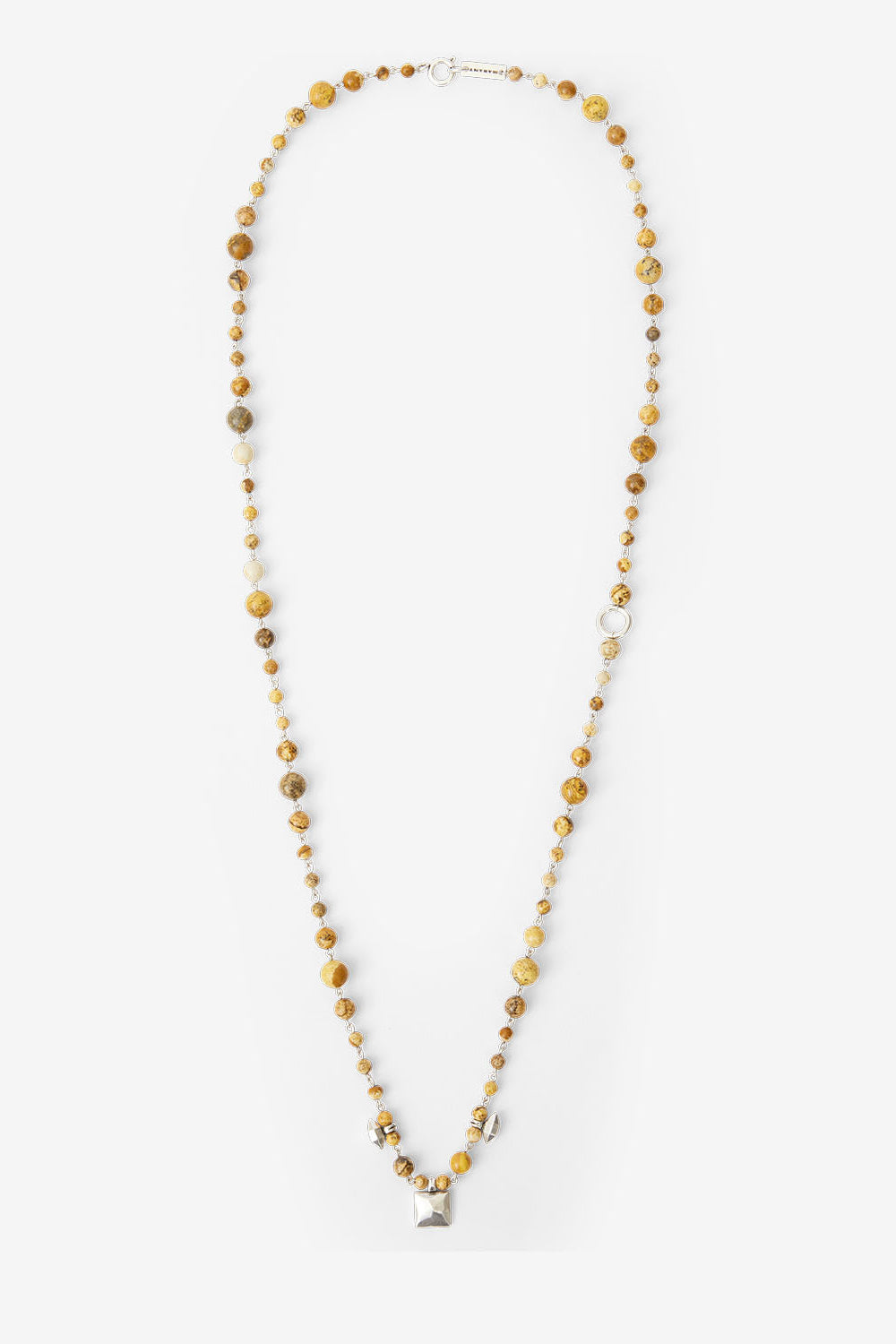 Jack metal and bead chain necklace - Natural and silver - Man - 1