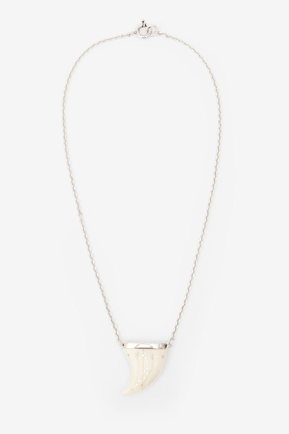 Collana lunga elliot con ciondolo in corno - Ecru-silver - Man - 1
