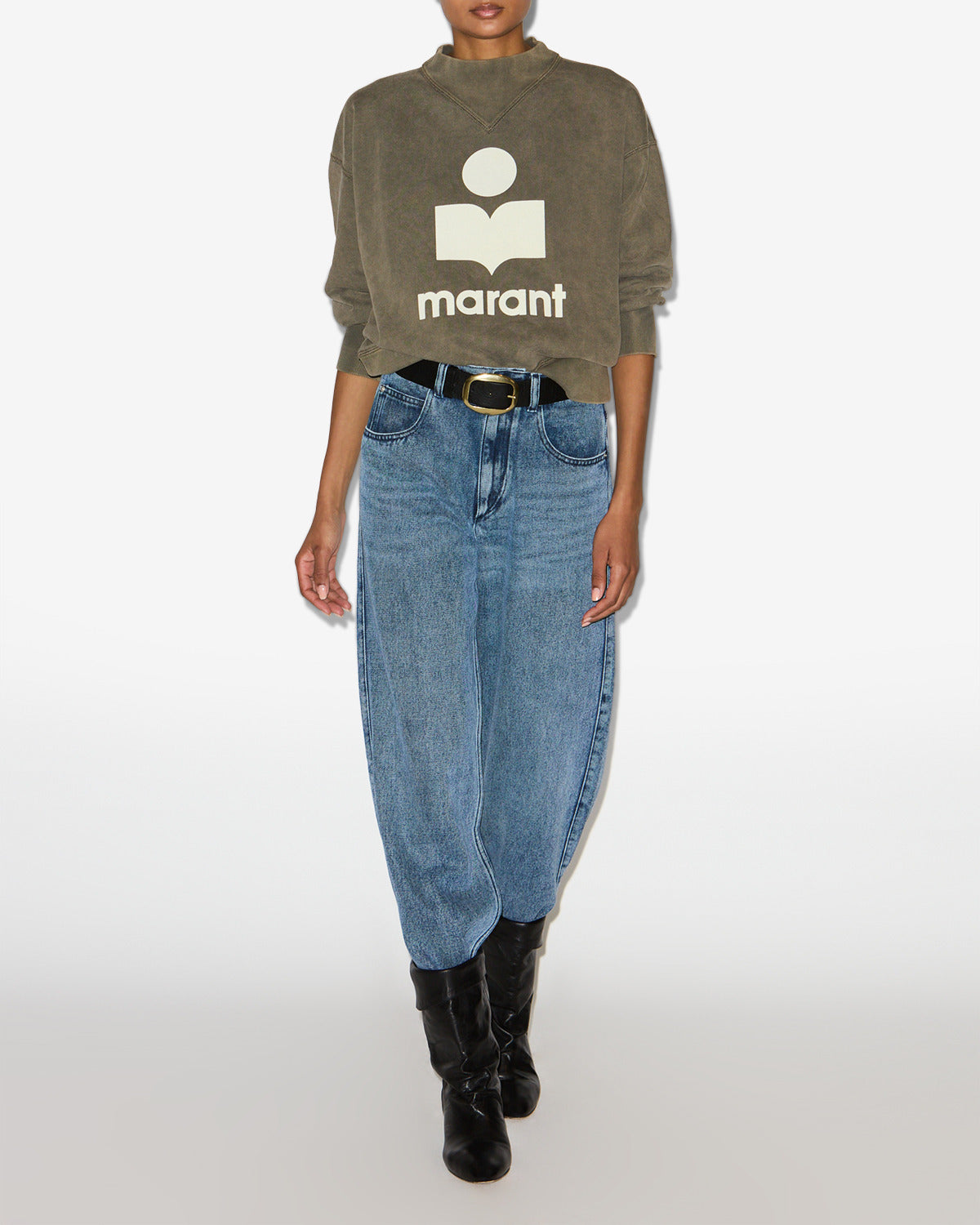 Sudadera de algodón con logotipo moby - Dark bronze-ecru - Woman - 1