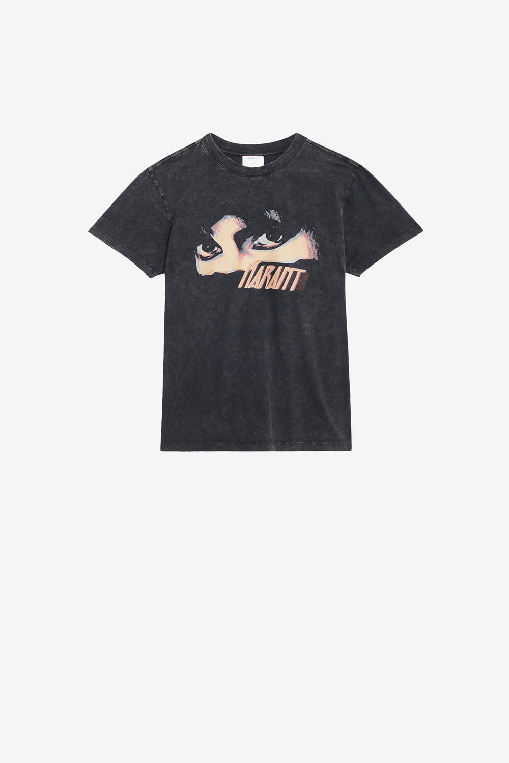 Camiseta zoeline de algodón estampada - Negro lavado - Woman - 1