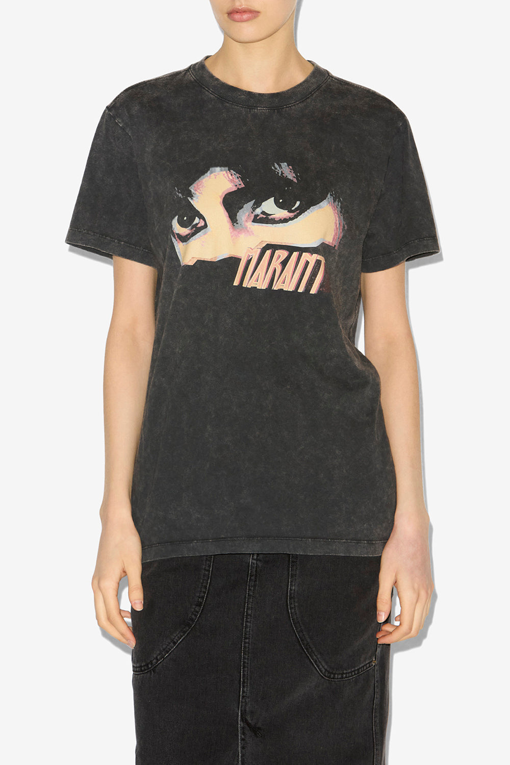 Camiseta zoeline de algodón estampada - Negro lavado - Woman - 4