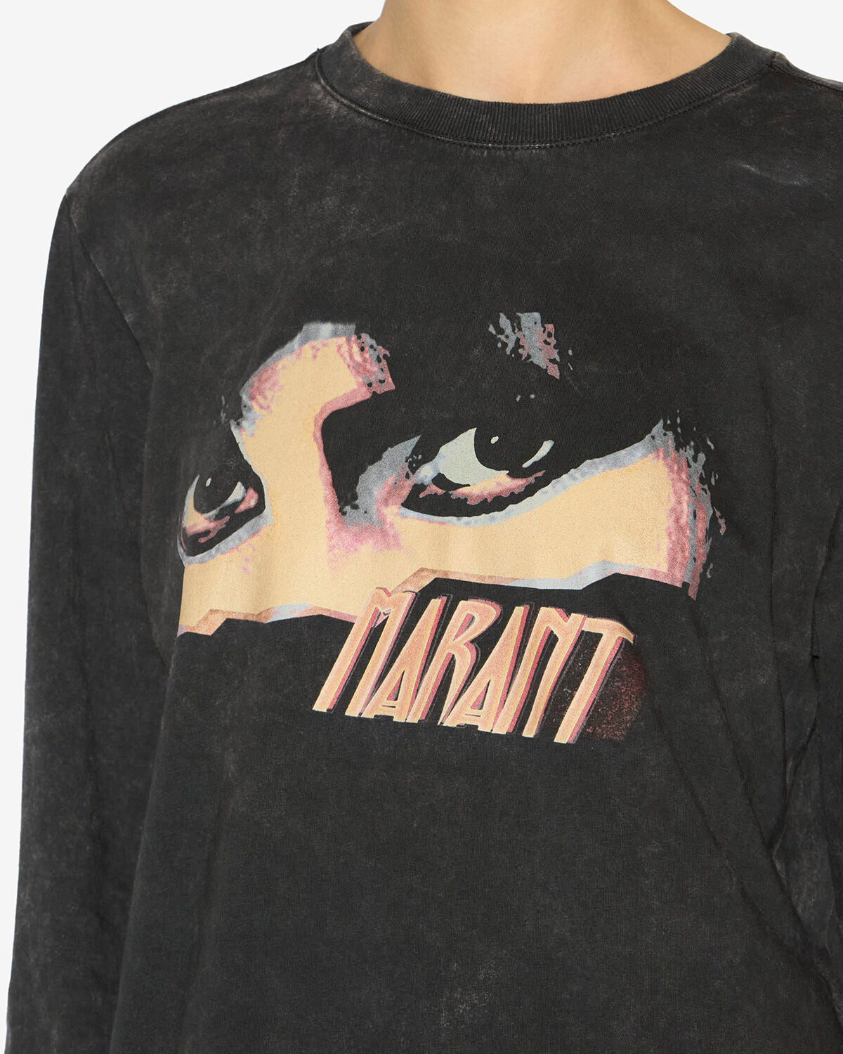 T-shirt a maniche lunghe martine stampata - Nero lavato - Woman - 2