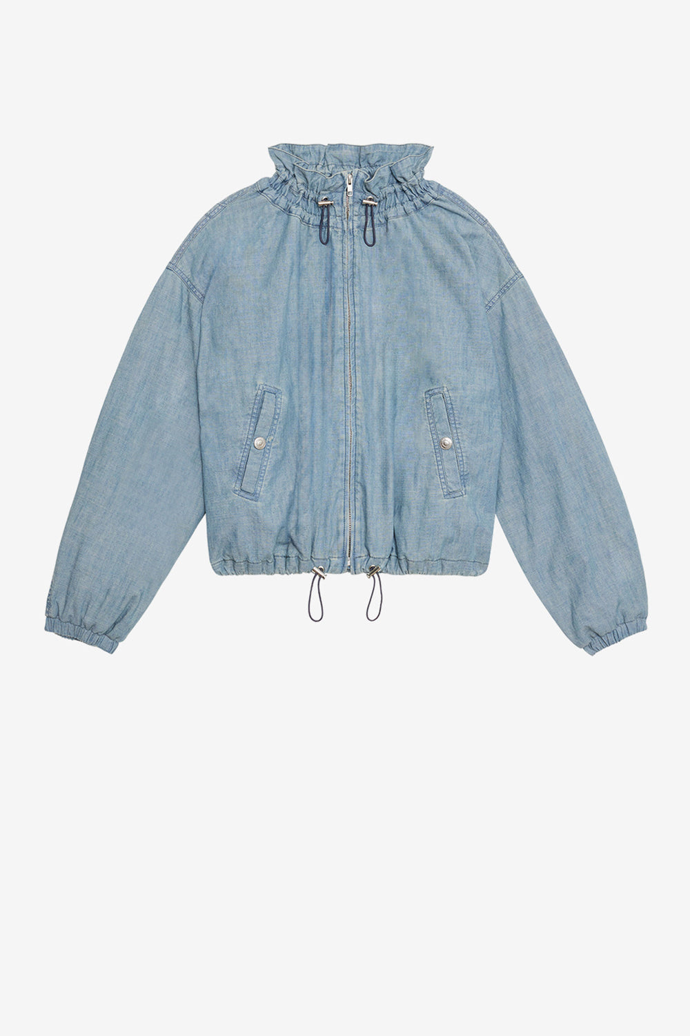 Giacca corta plume in chambray - Blu - Woman - 1