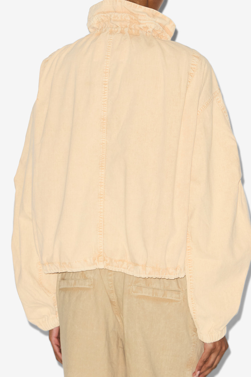 Giacca corta plume in chambray - Beige - Woman - 5