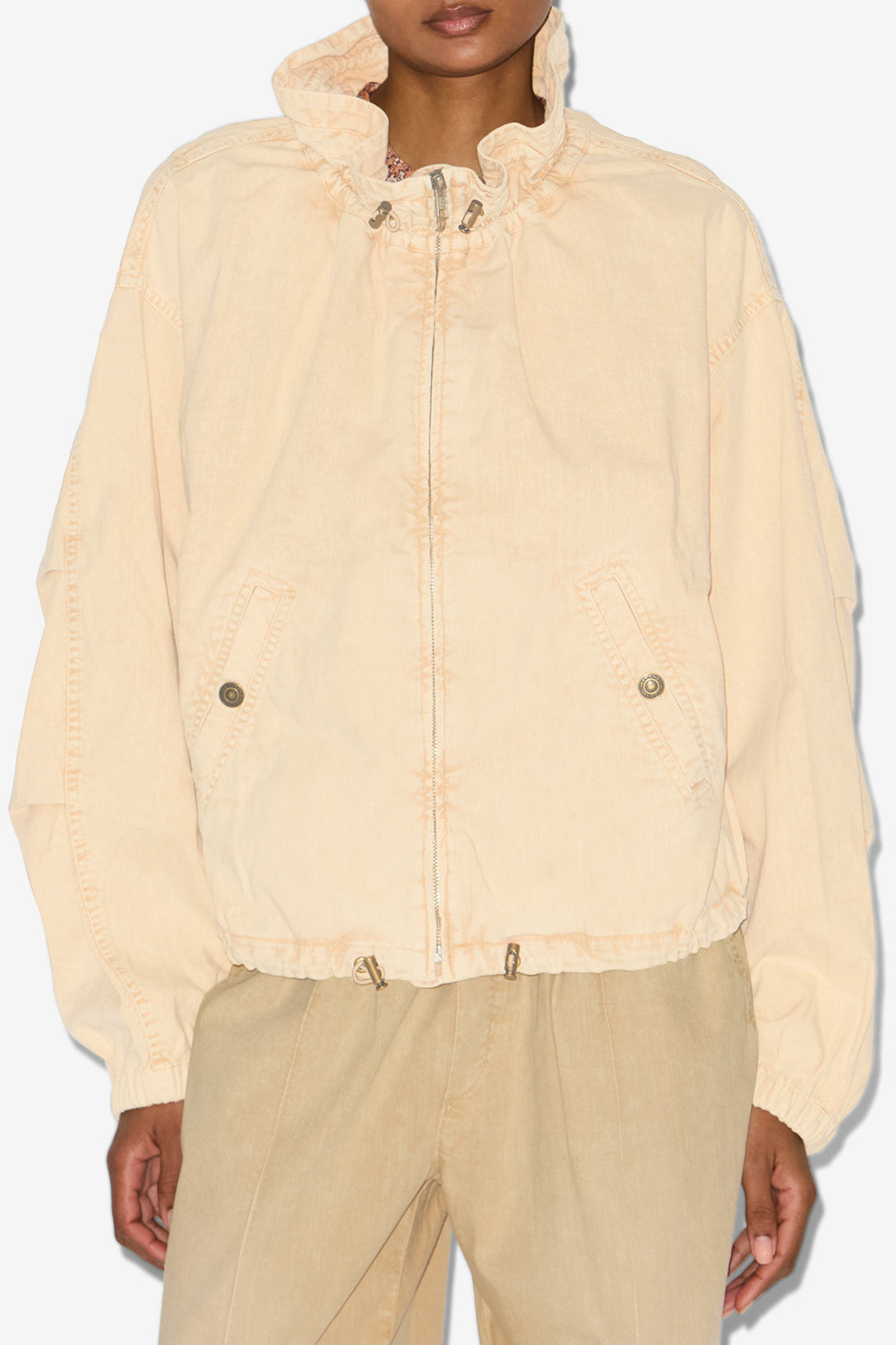 Giacca corta plume in chambray - Beige - Woman - 4