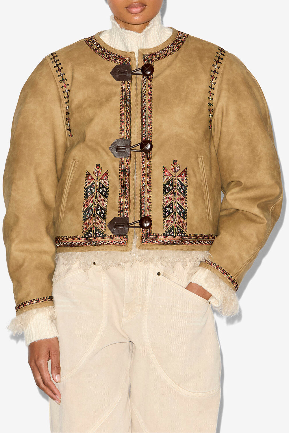 Veste cely en faux mouton retourné - Taupe - Woman - 4