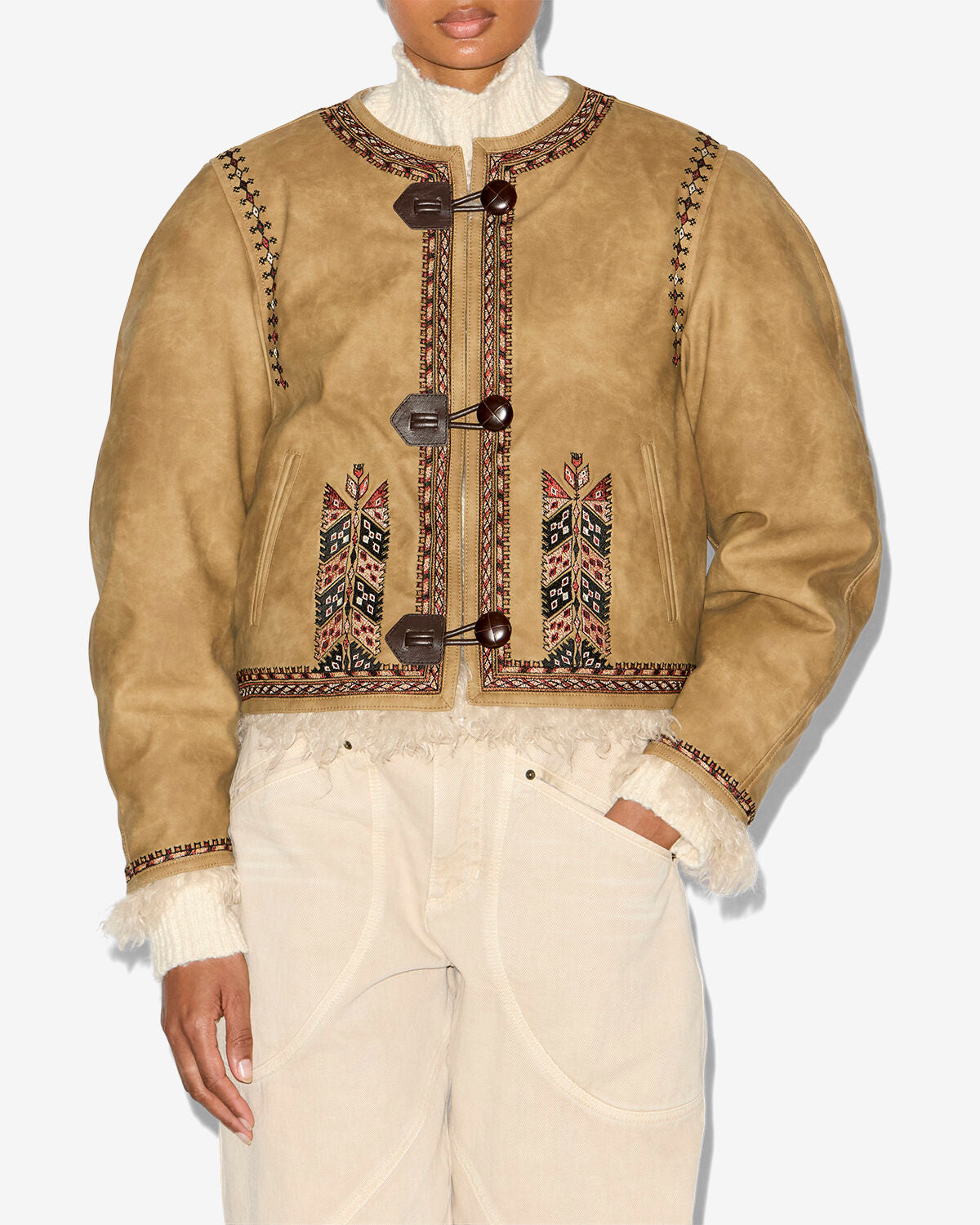 Chaqueta cely de piel sintética de oveja - Taupe - Woman - 3