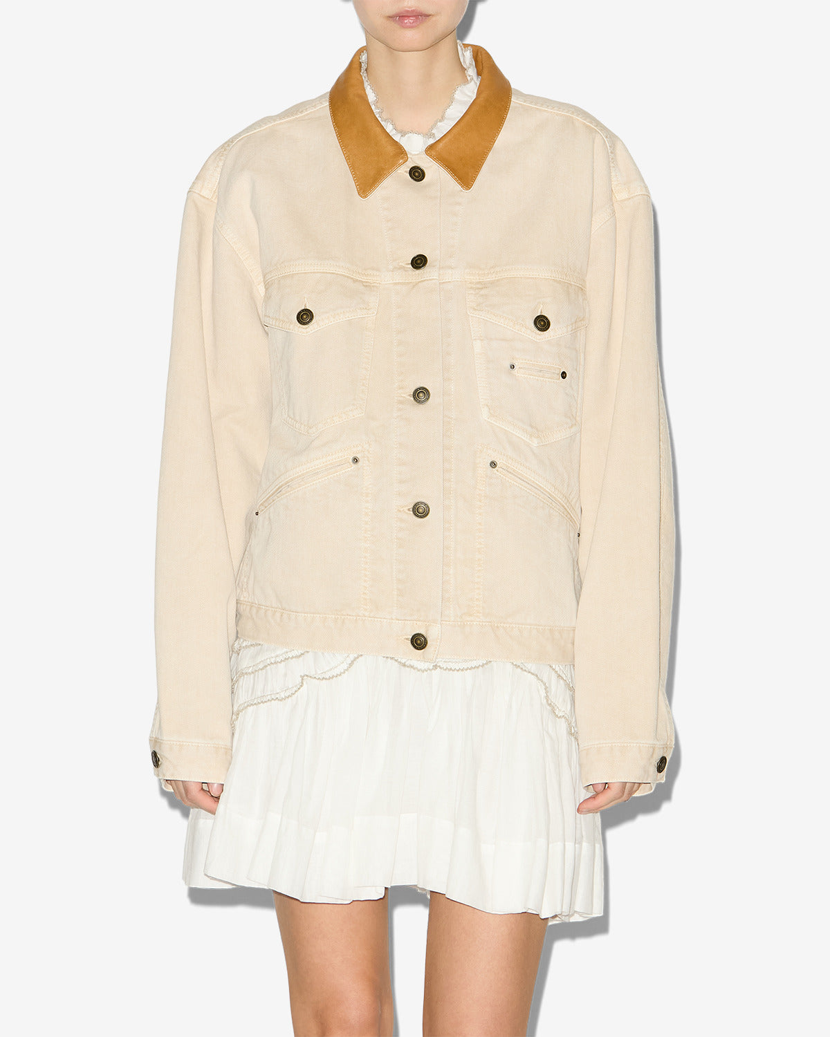 Giacca petunia in denim - Ecru - Woman - 3