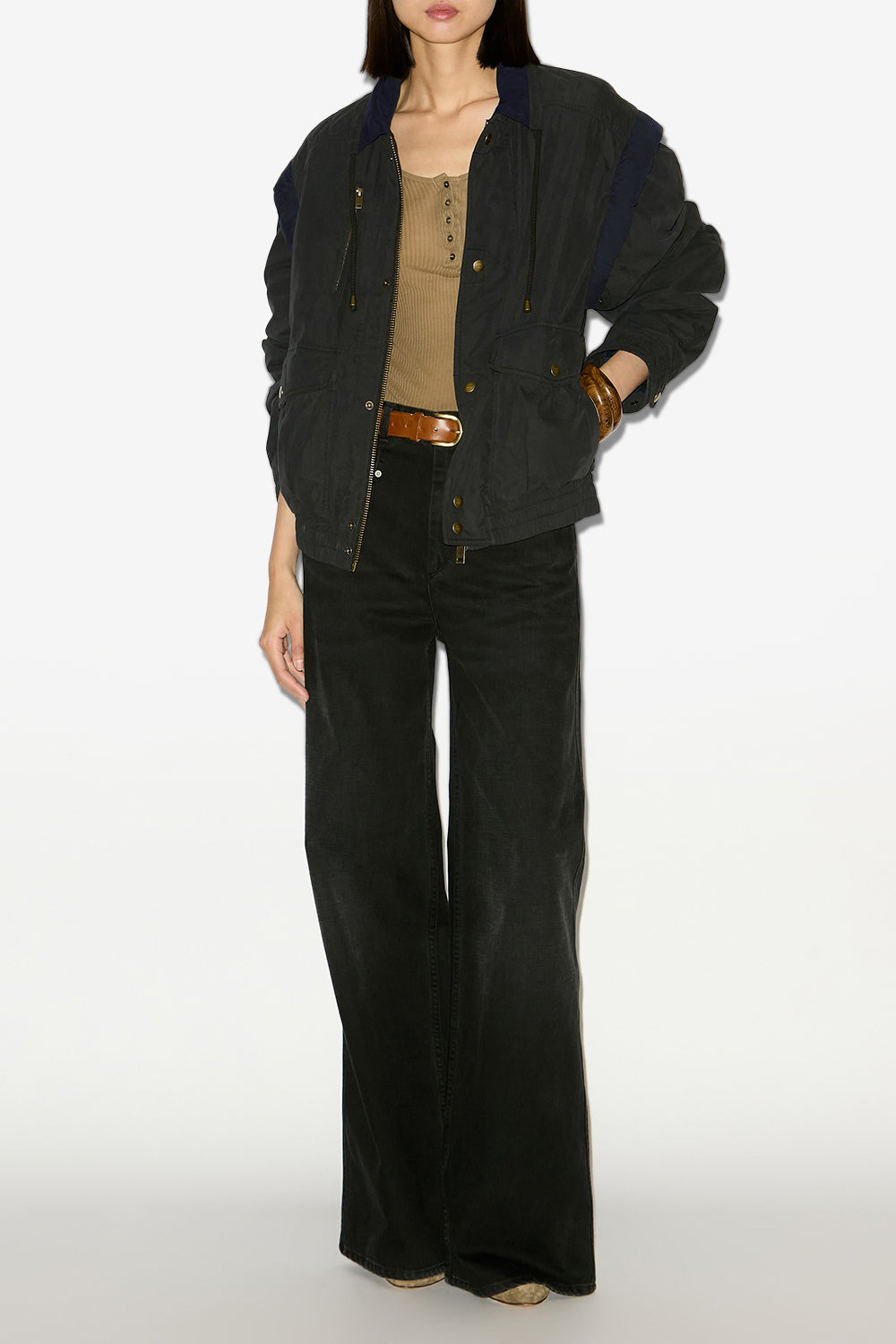 Giubbotto desha bicolore in cotone - Nero lavato - Woman - 2
