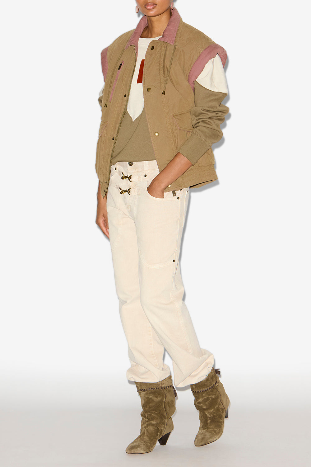 Giubbotto desha bicolore in cotone - Cachi - Woman - 2