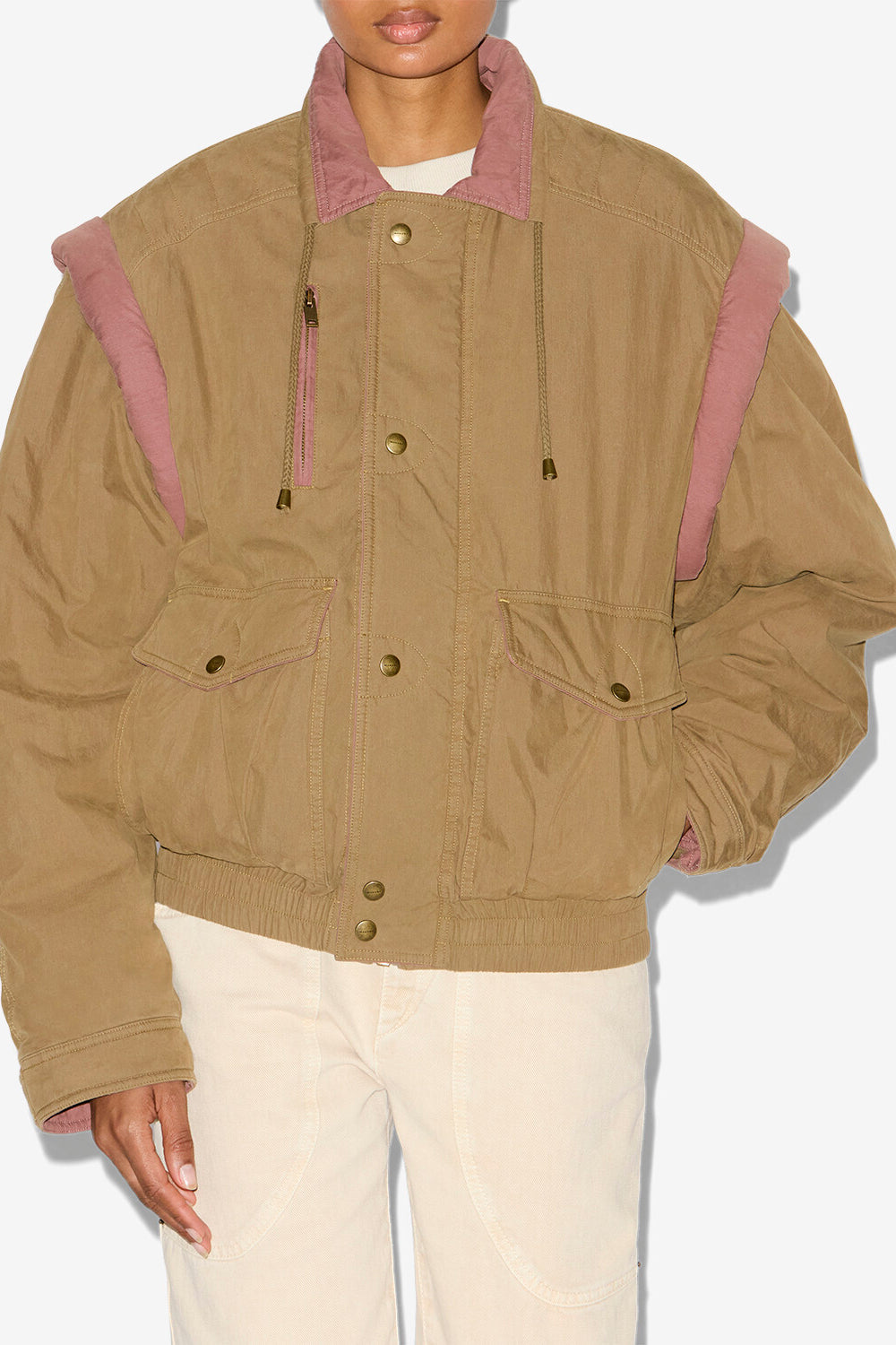 Giubbotto desha bicolore in cotone - Cachi - Woman - 4