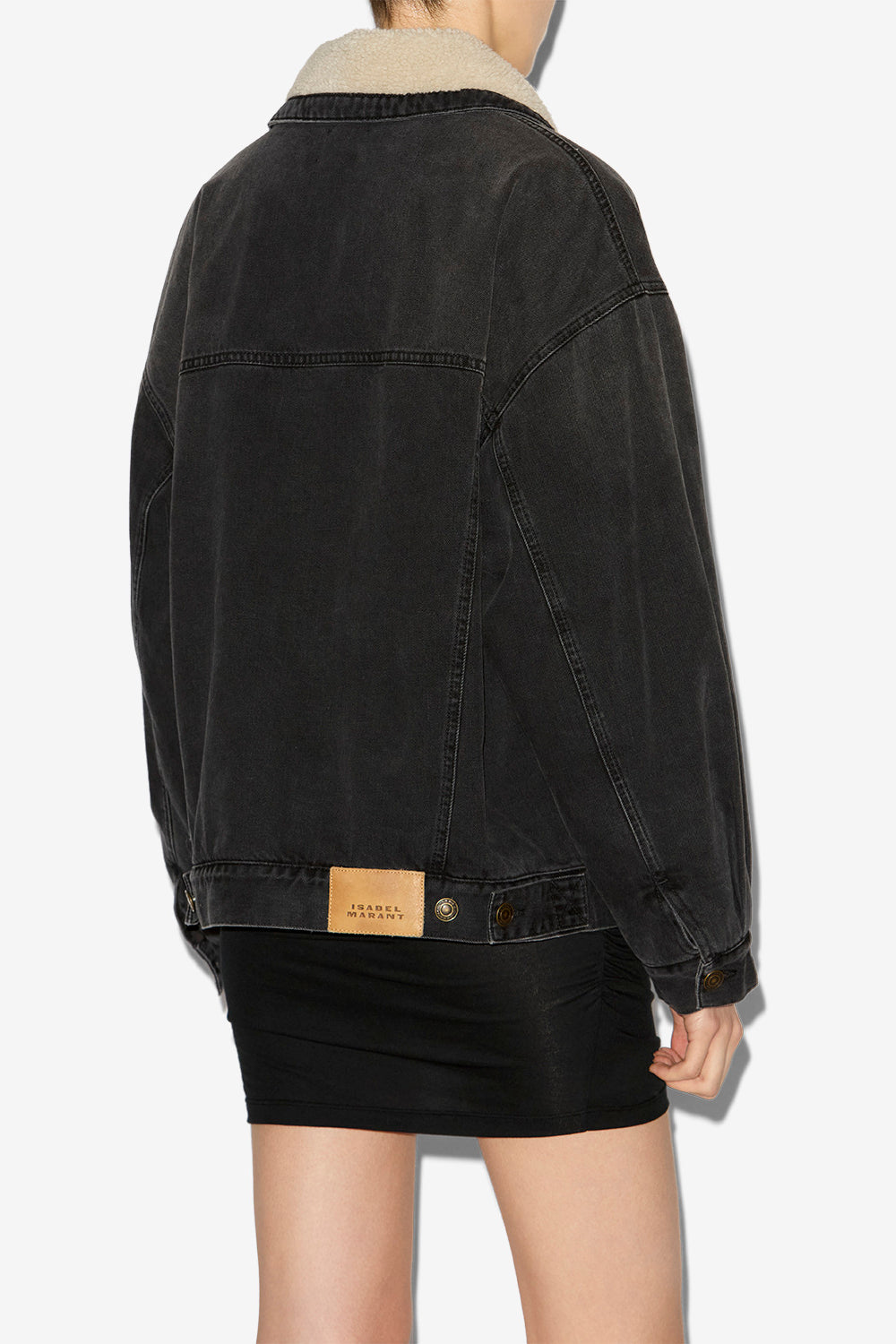 Veste pimia en denim et fausse fourrure - Noir délavé - Woman - 5
