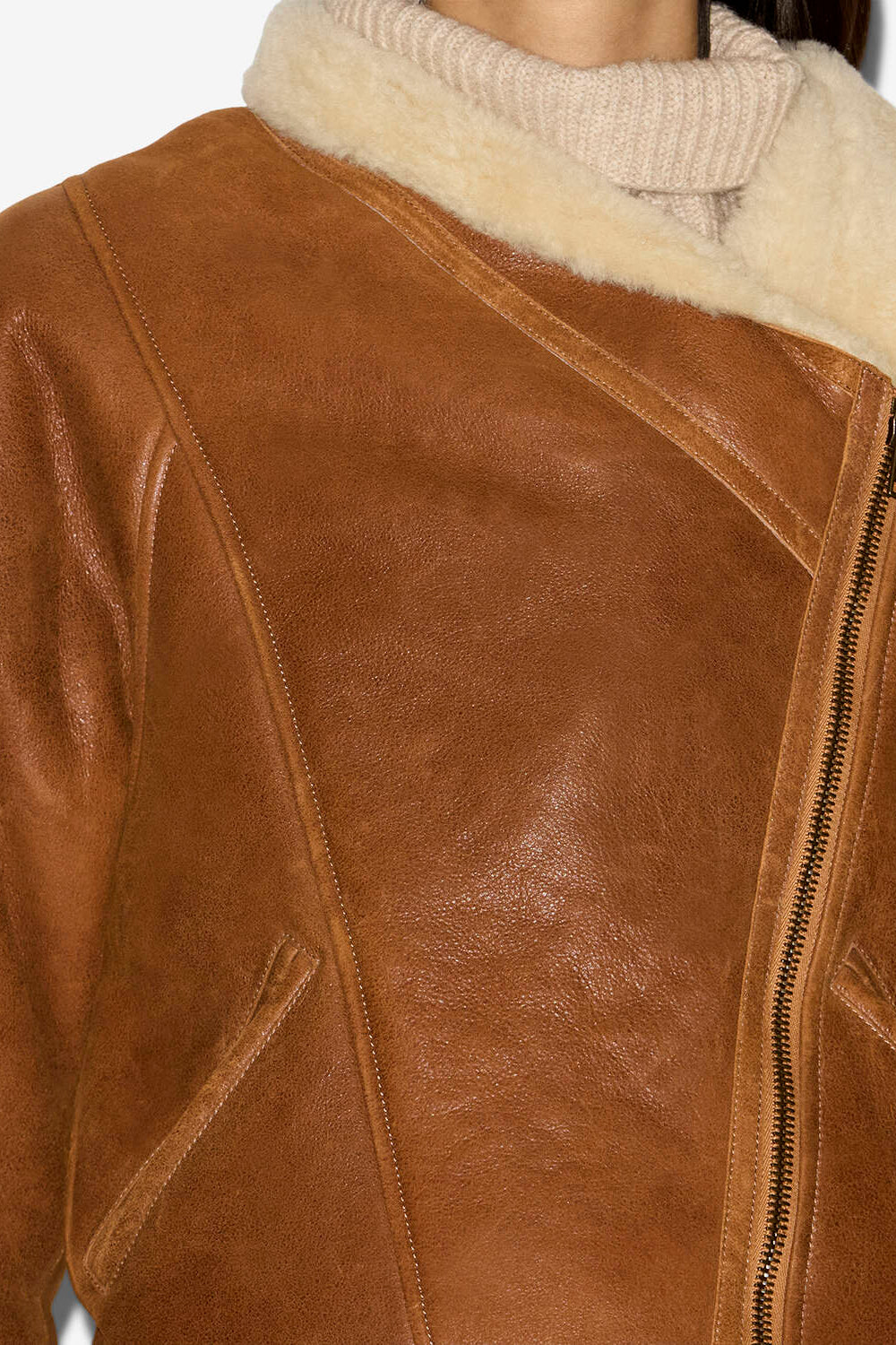 Veste blondine en agneau retourné - Cognac - Woman - 3