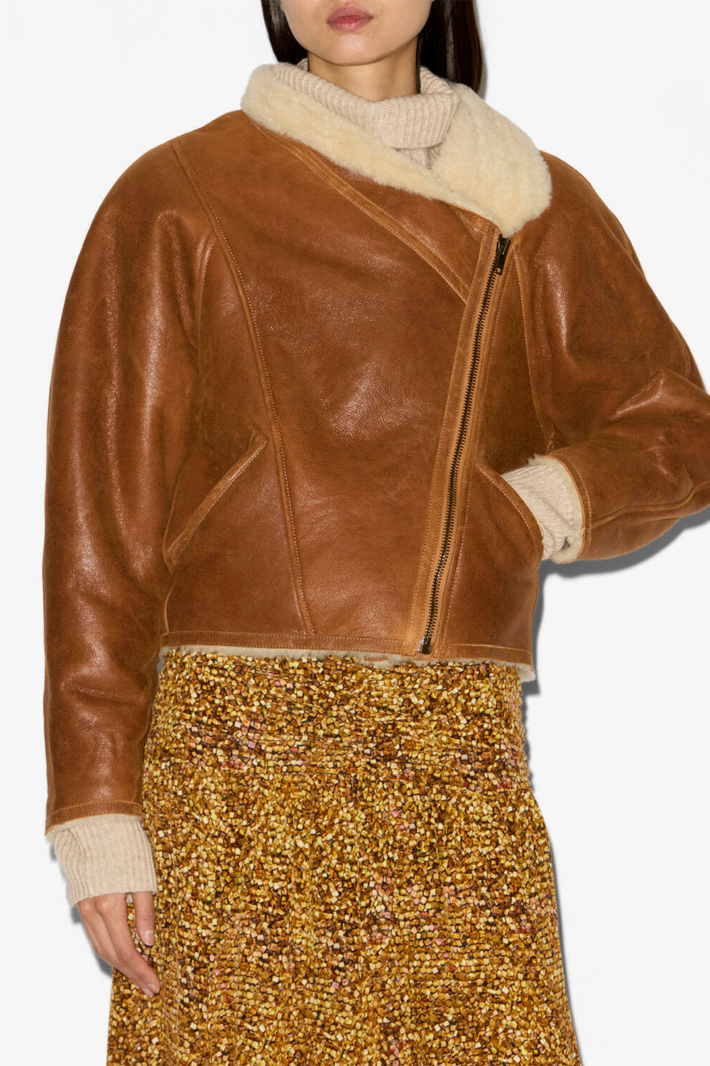 Veste blondine en agneau retourné - Cognac - Woman - 4